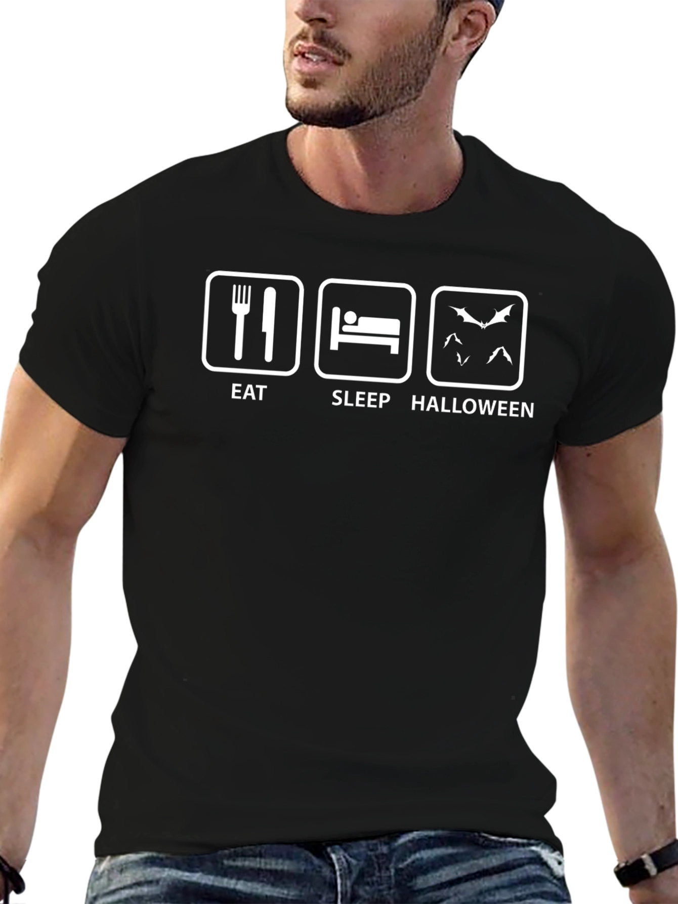 Eat Sleep Halloween T-Shirt - Funny Graphic Tee