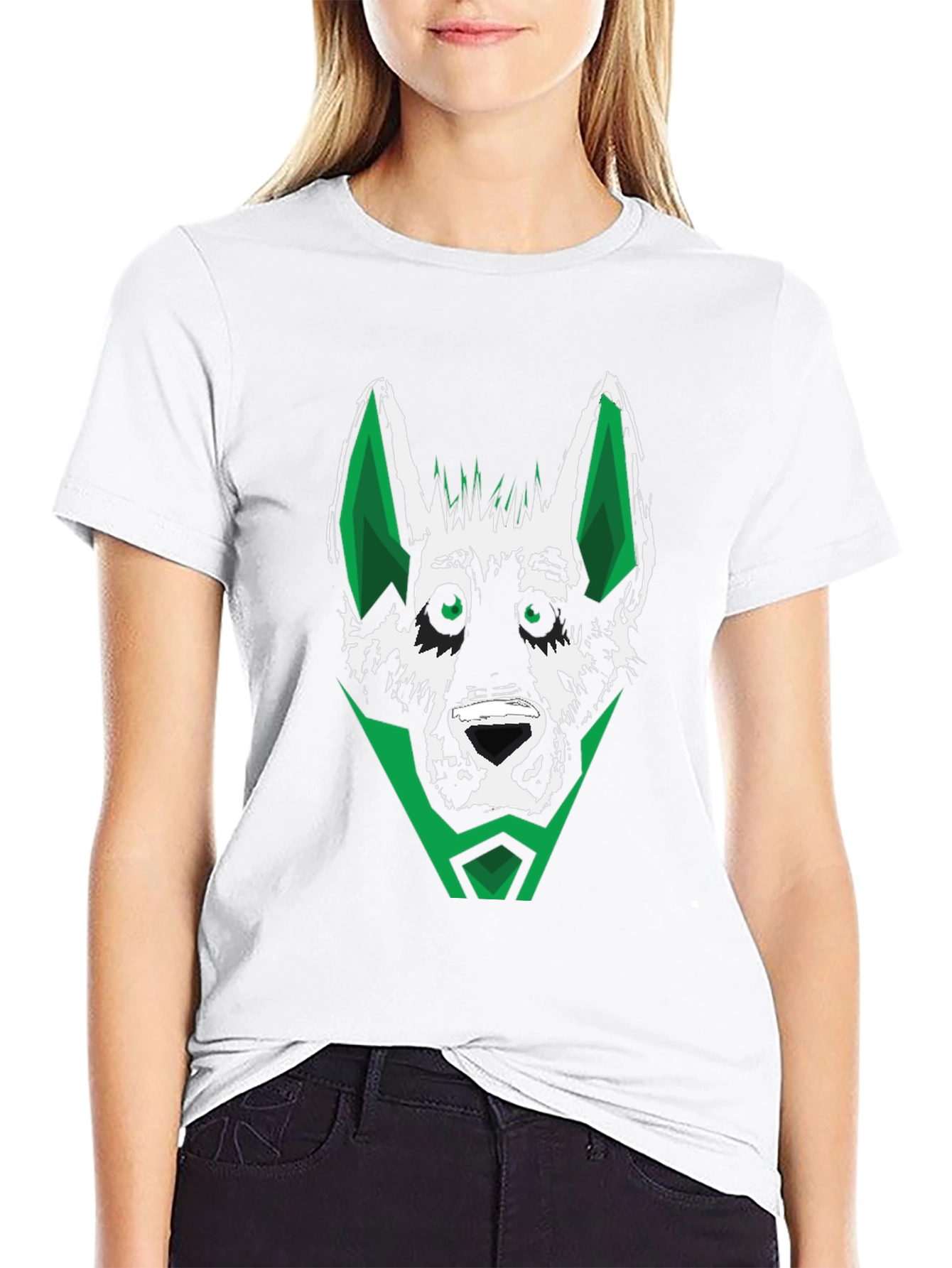 Green Wolf Graphic Tee - Stylish Mens Black T-Shirt