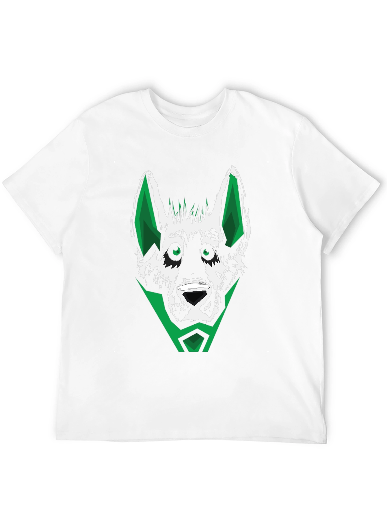 Green Wolf Graphic Tee - Stylish Mens Black T-Shirt