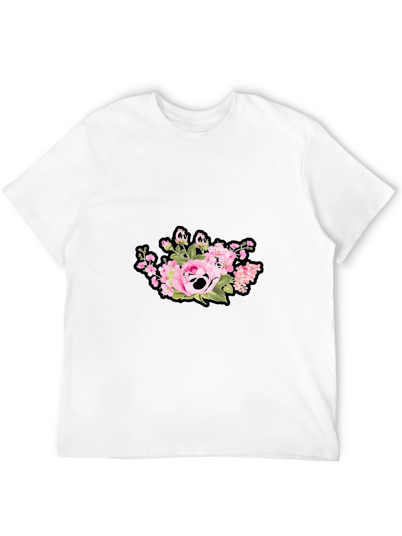 Floral Skull Graphic Print Black T-Shirt