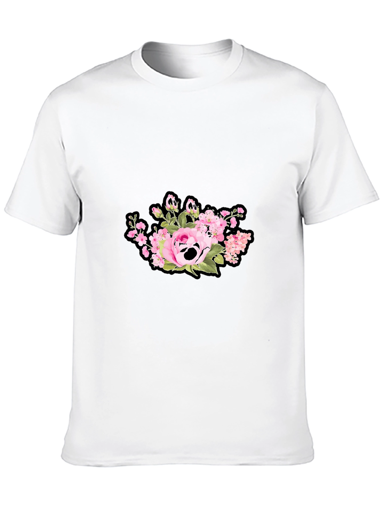 Floral Skull Graphic Print Black T-Shirt