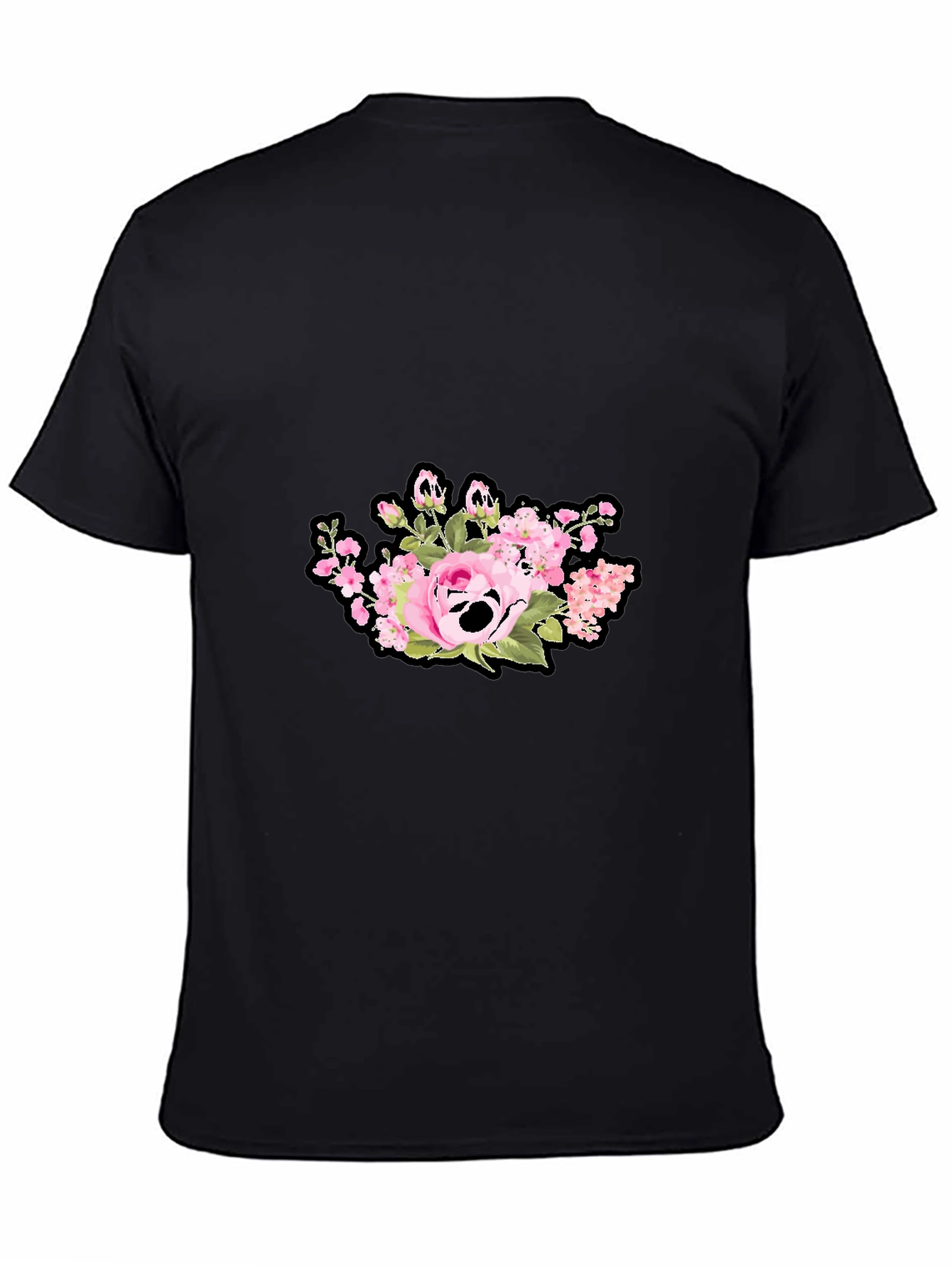 Floral Skull Graphic Print Black T-Shirt