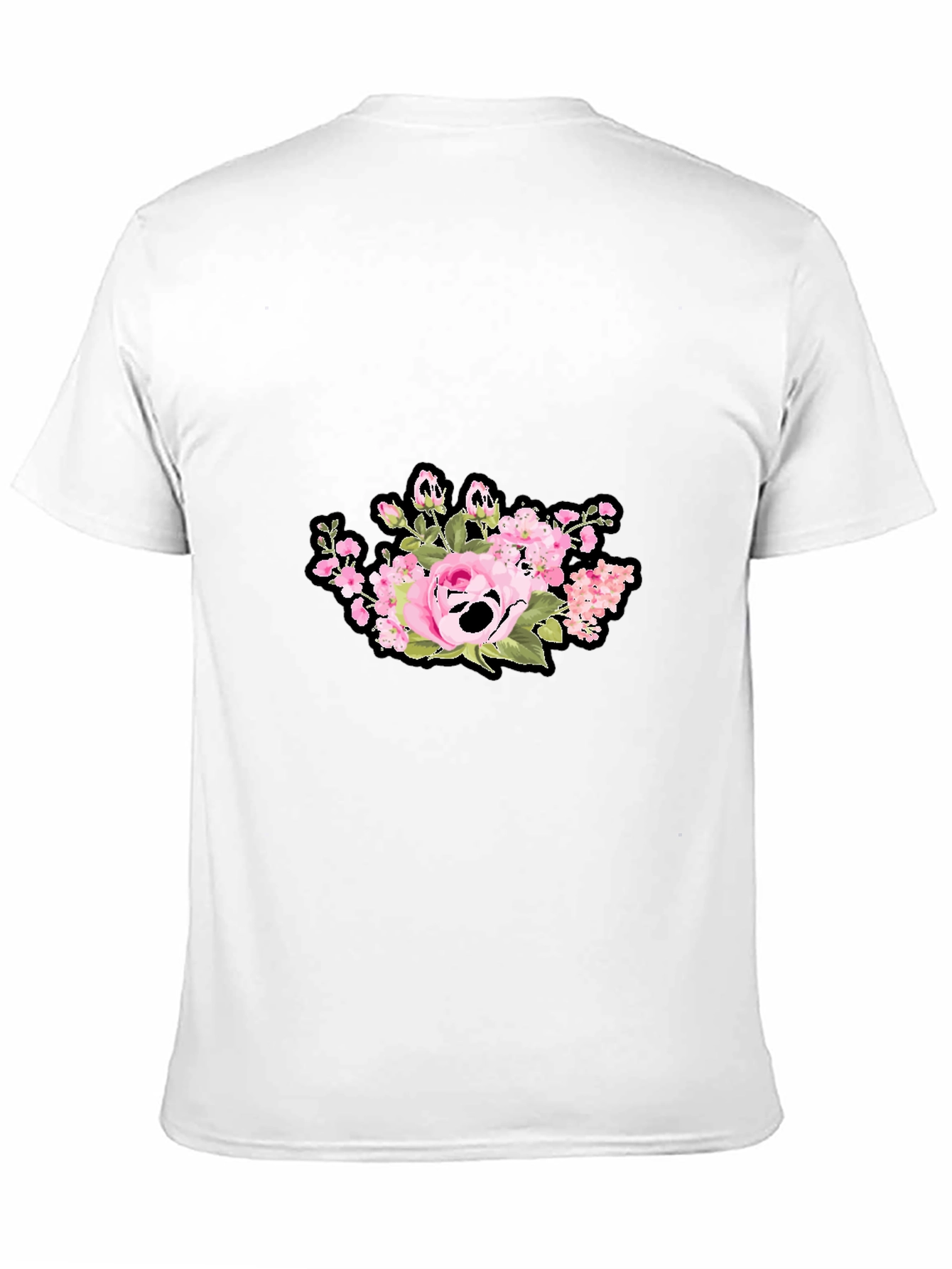 Floral Skull Graphic Print Black T-Shirt