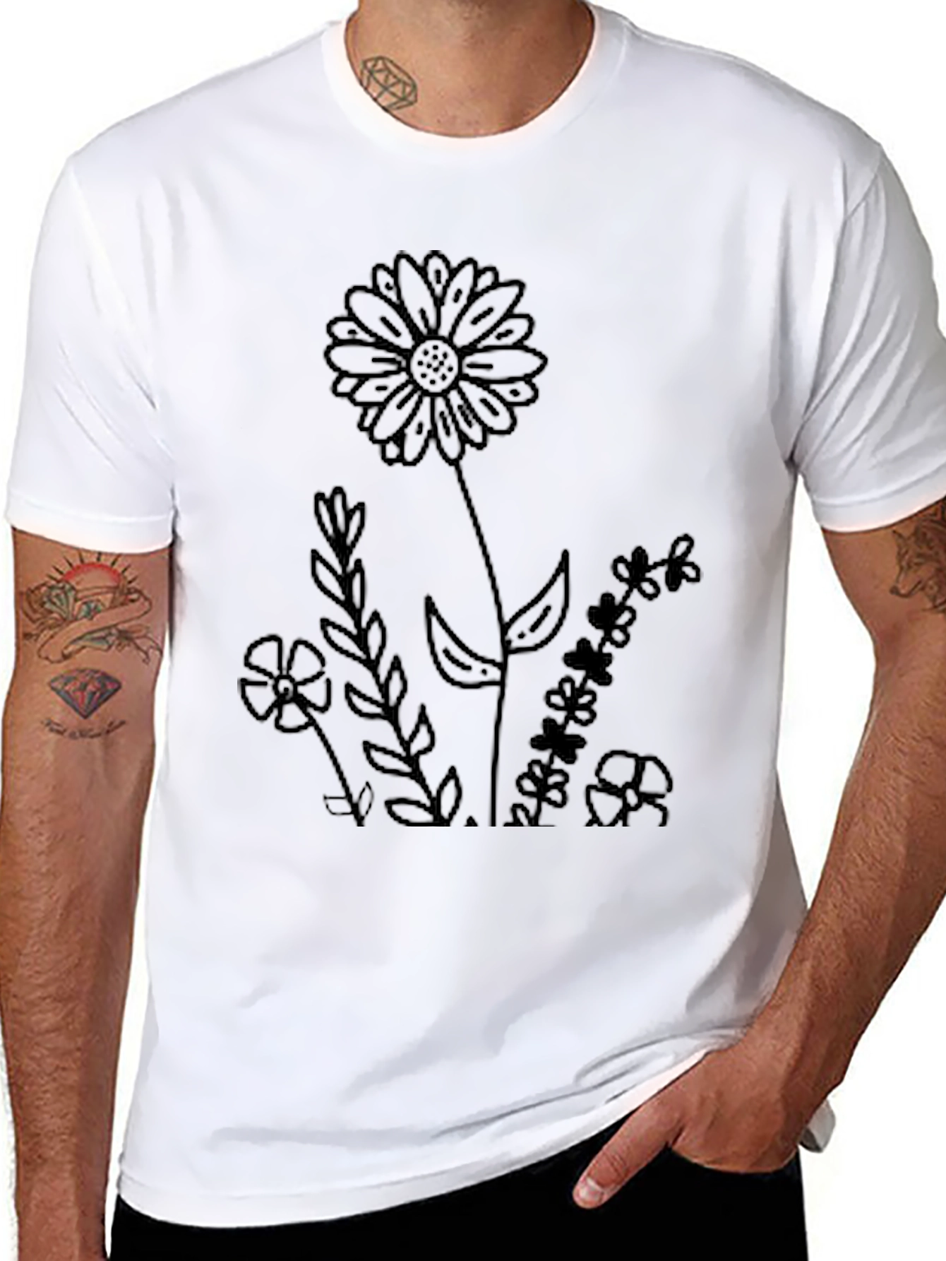 Black Floral Print T-Shirt - Casual Comfort