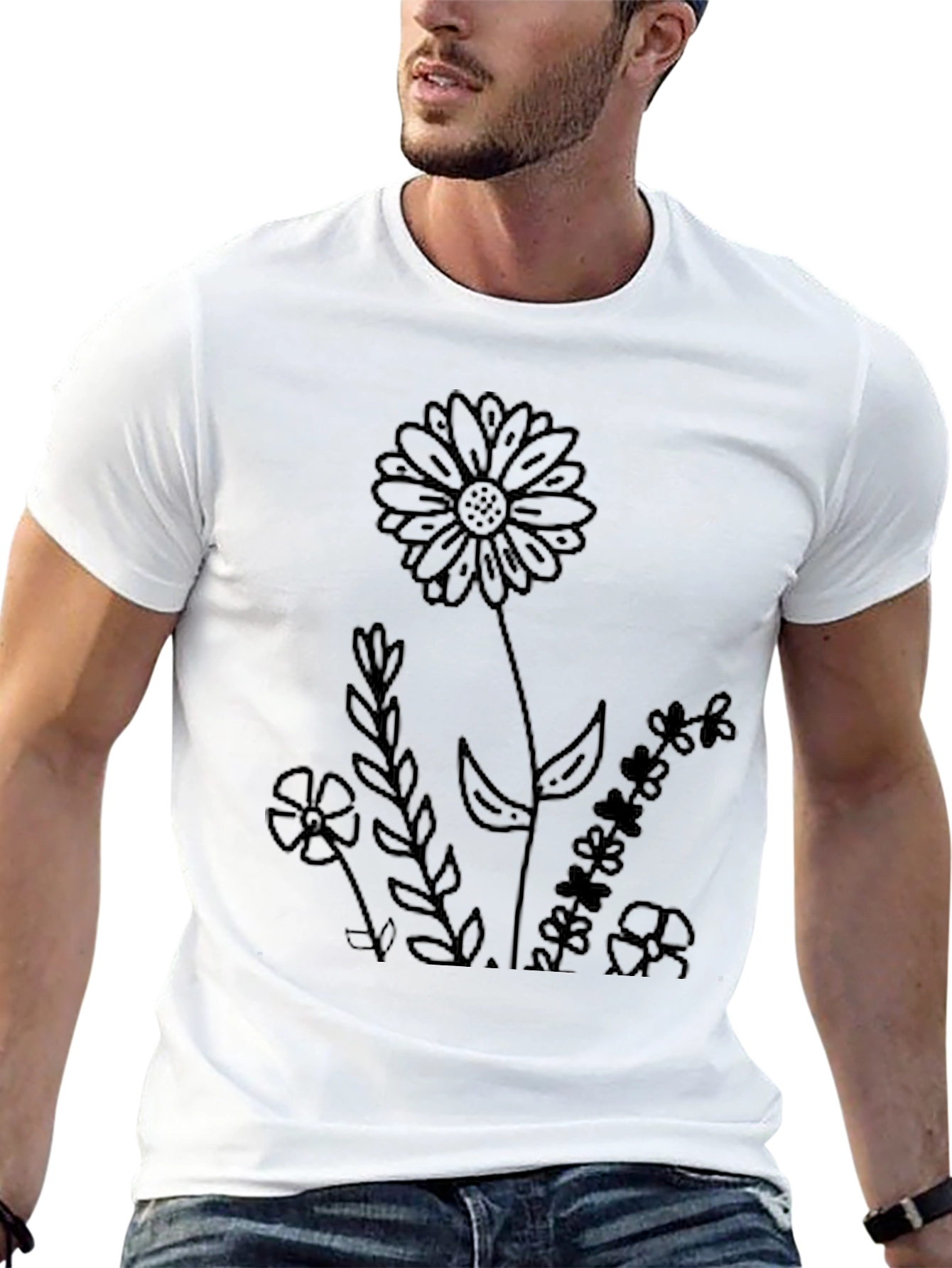 Black Floral Print T-Shirt - Casual Comfort