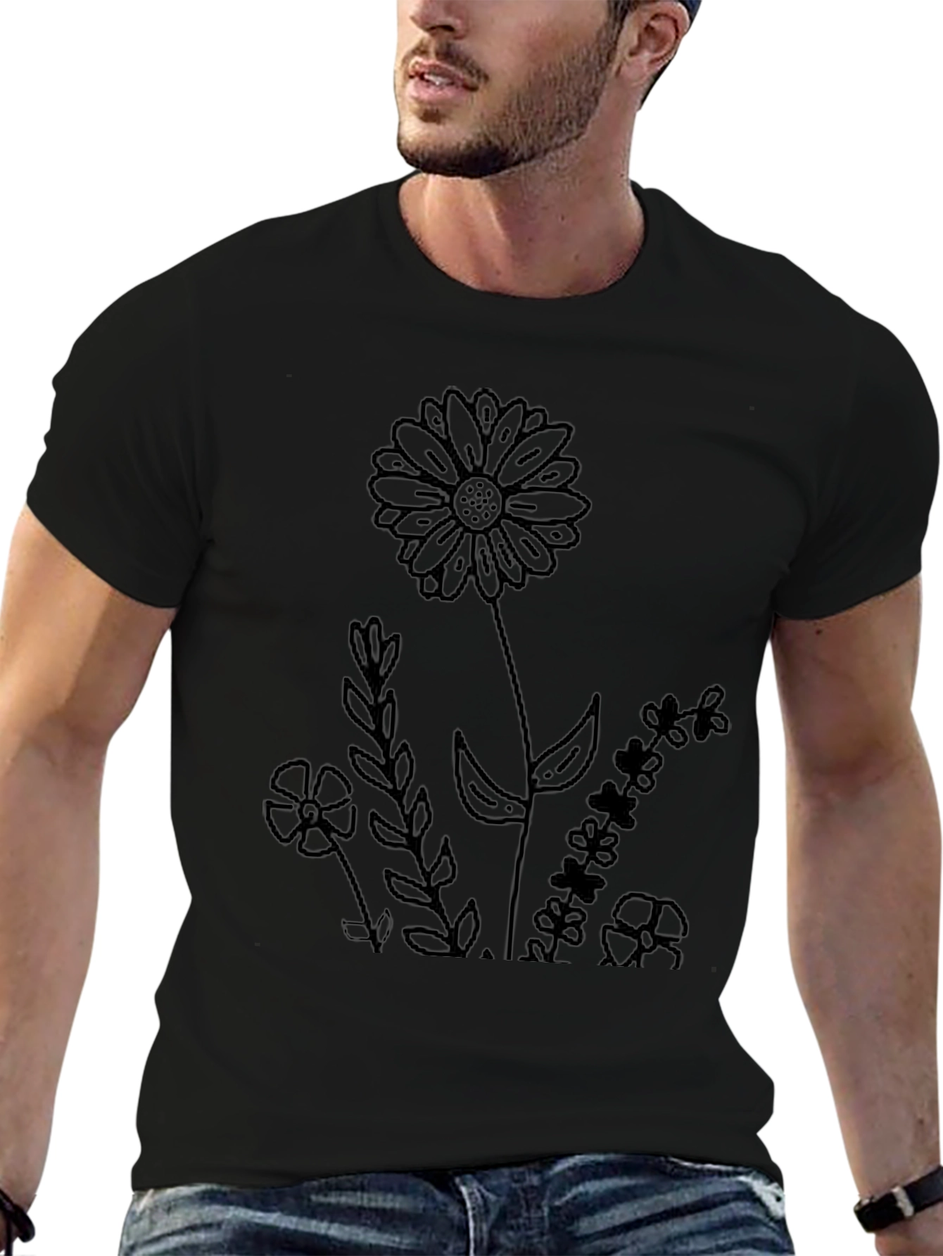 Black Floral Print T-Shirt - Casual Comfort