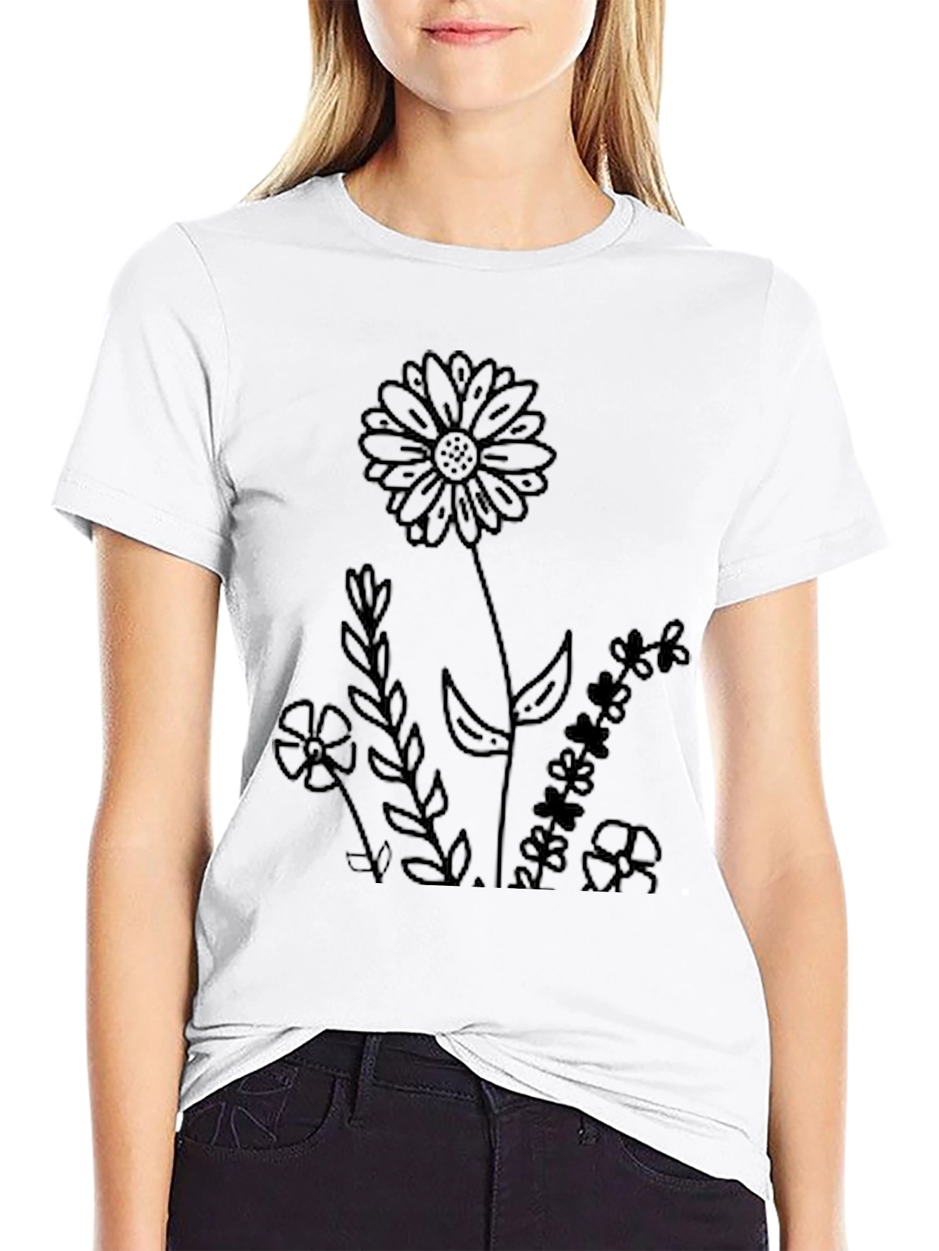 Black Floral Print T-Shirt - Casual Comfort