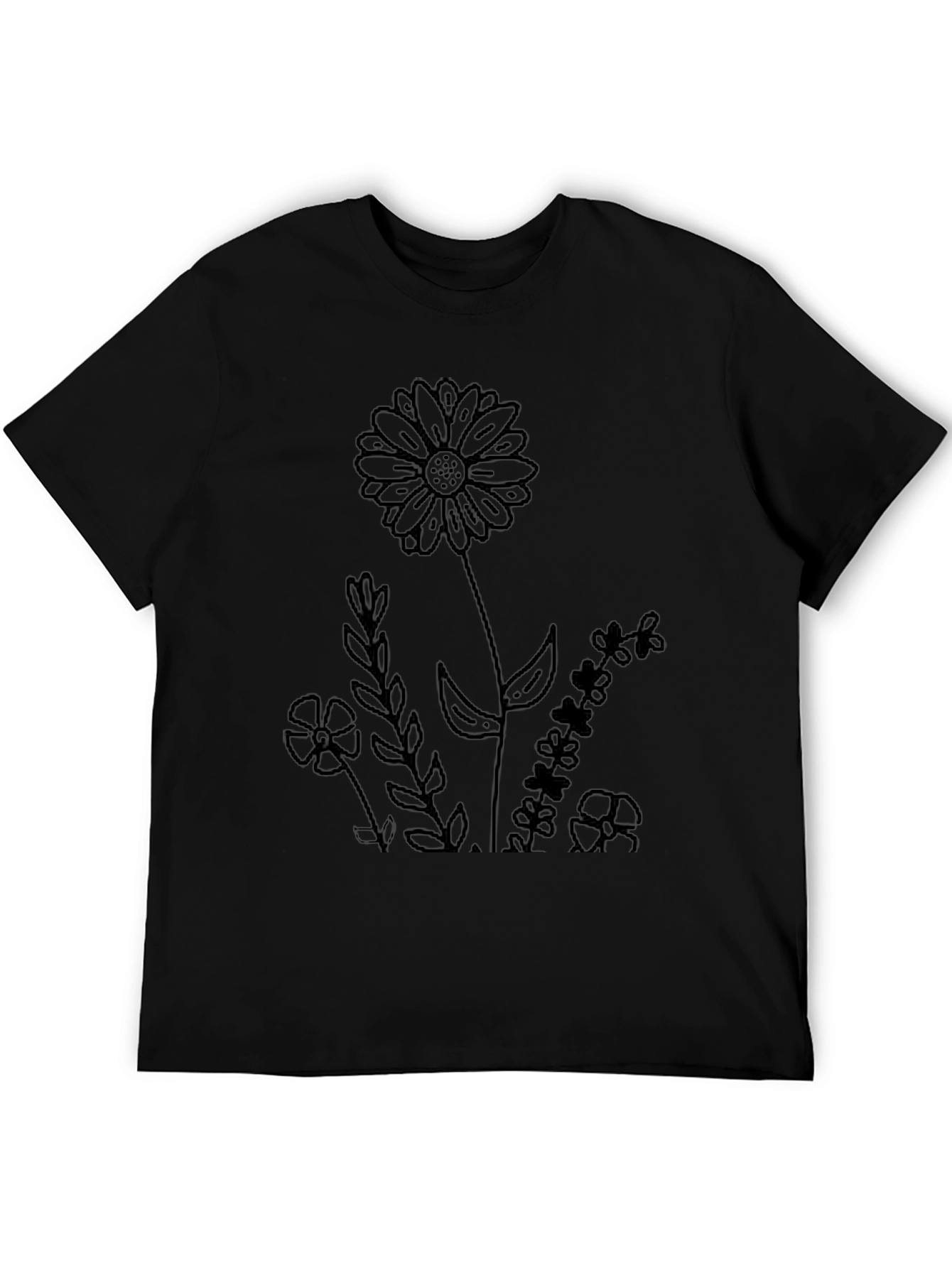 Black Floral Print T-Shirt - Casual Comfort