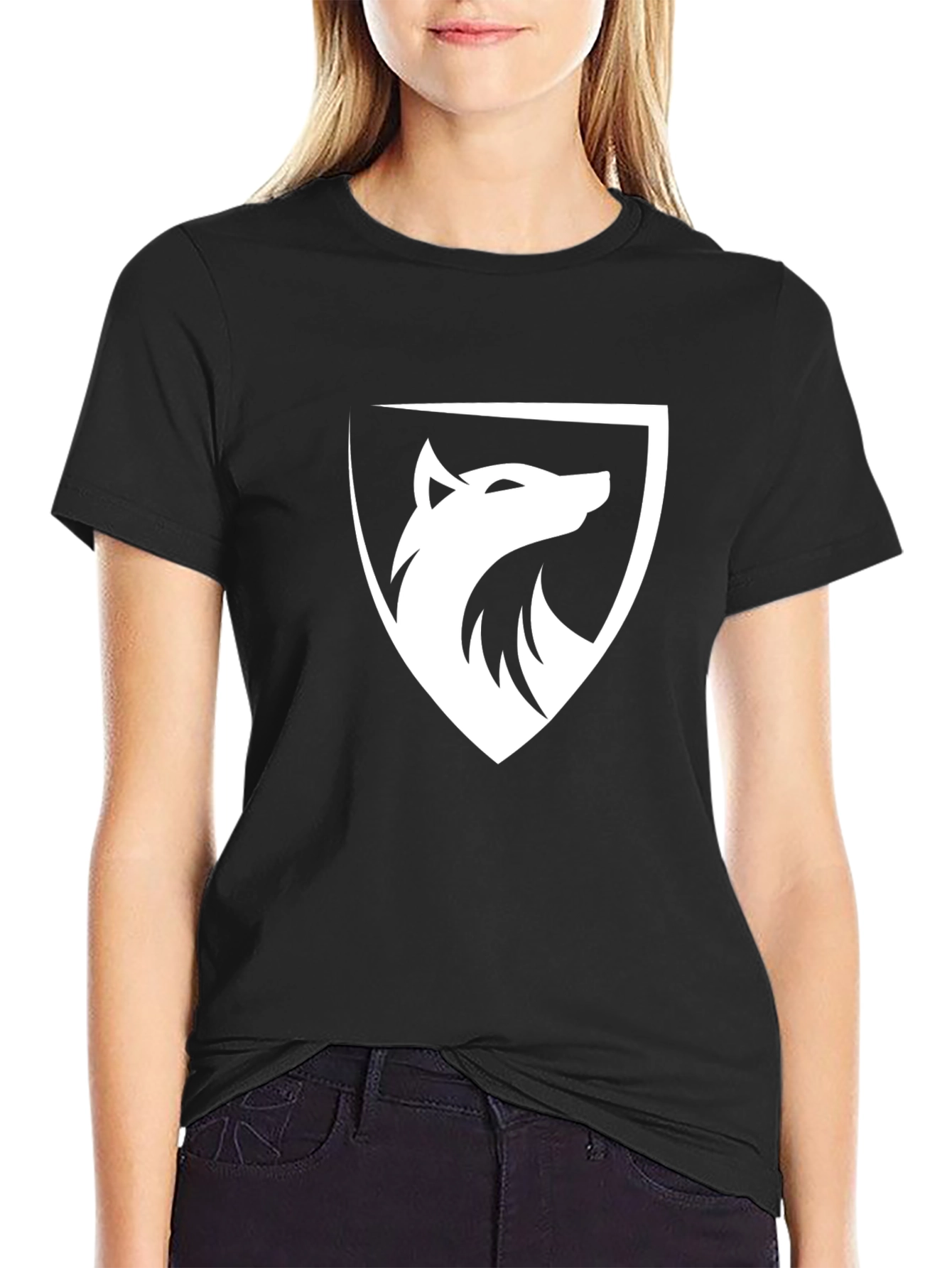 Black Wolf Shield Graphic Tee - Premium Cotton