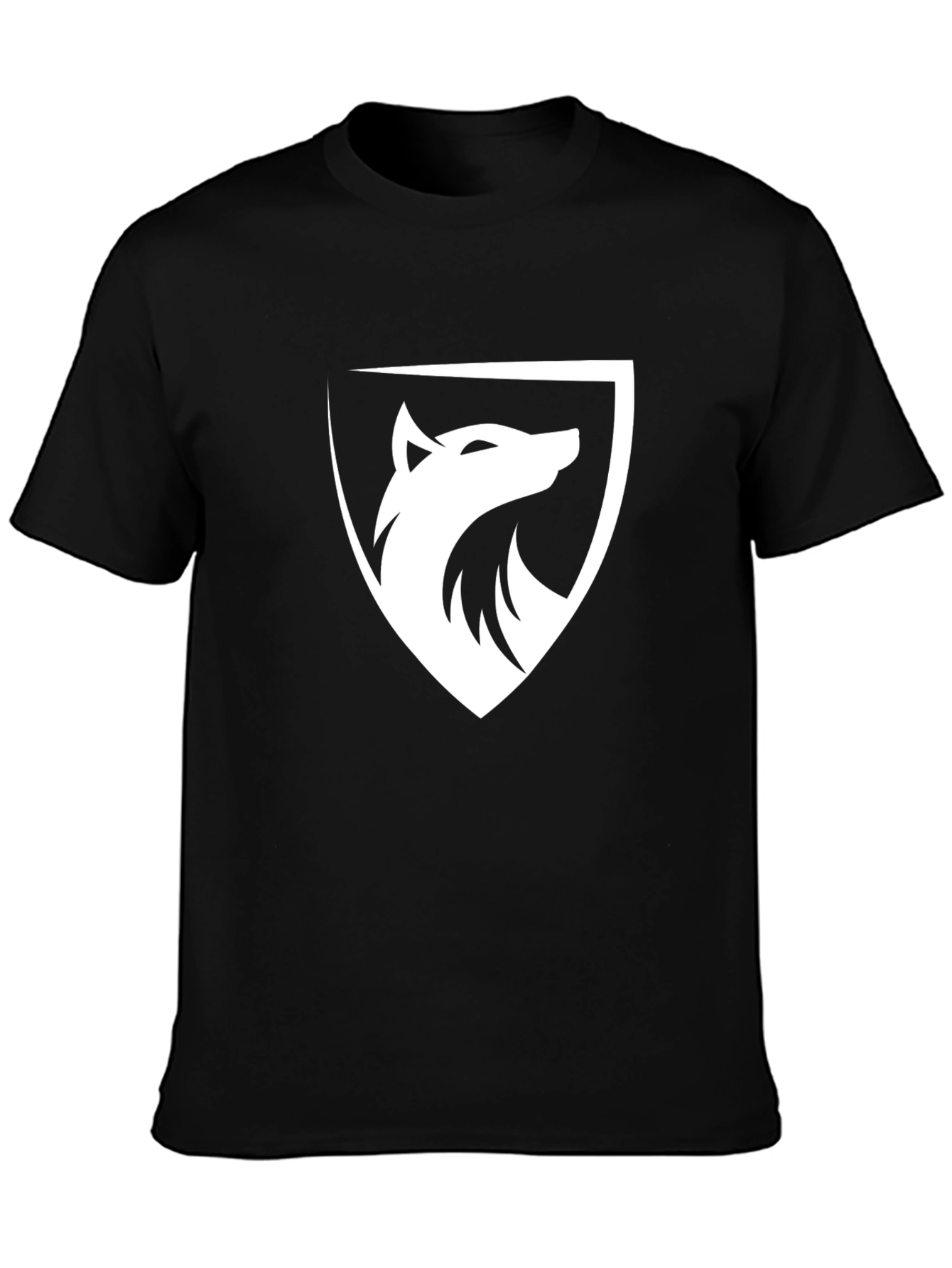Black Wolf Shield Graphic Tee - Premium Cotton