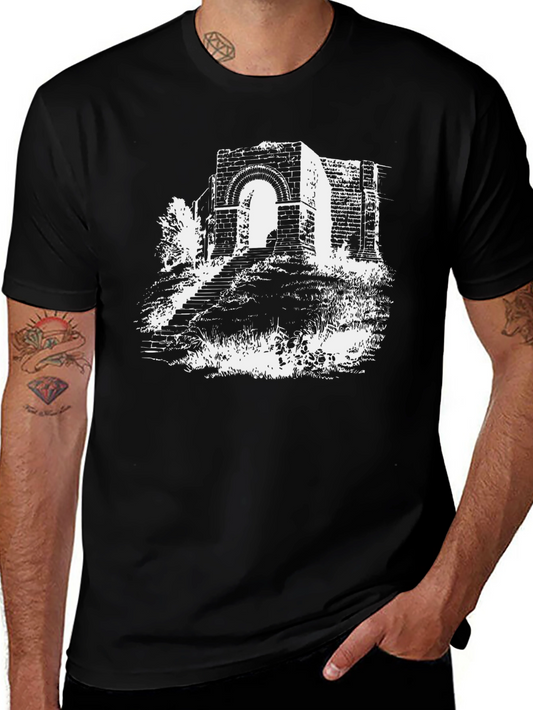 Vintage Archway Graphic Tee - Black Cotton T-Shirt