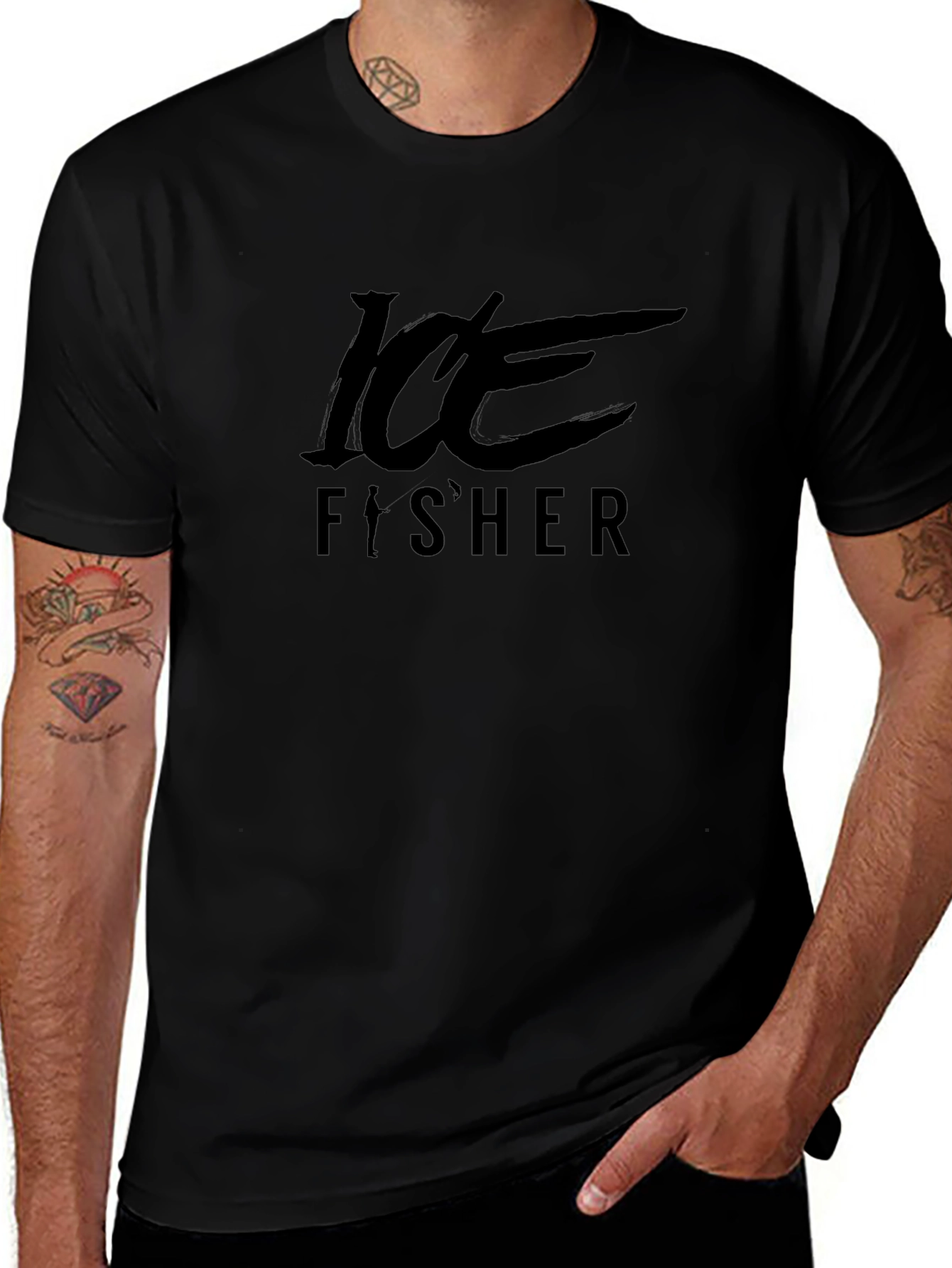 Ice Fisher Graphic Tee - Mens Black T-Shirt