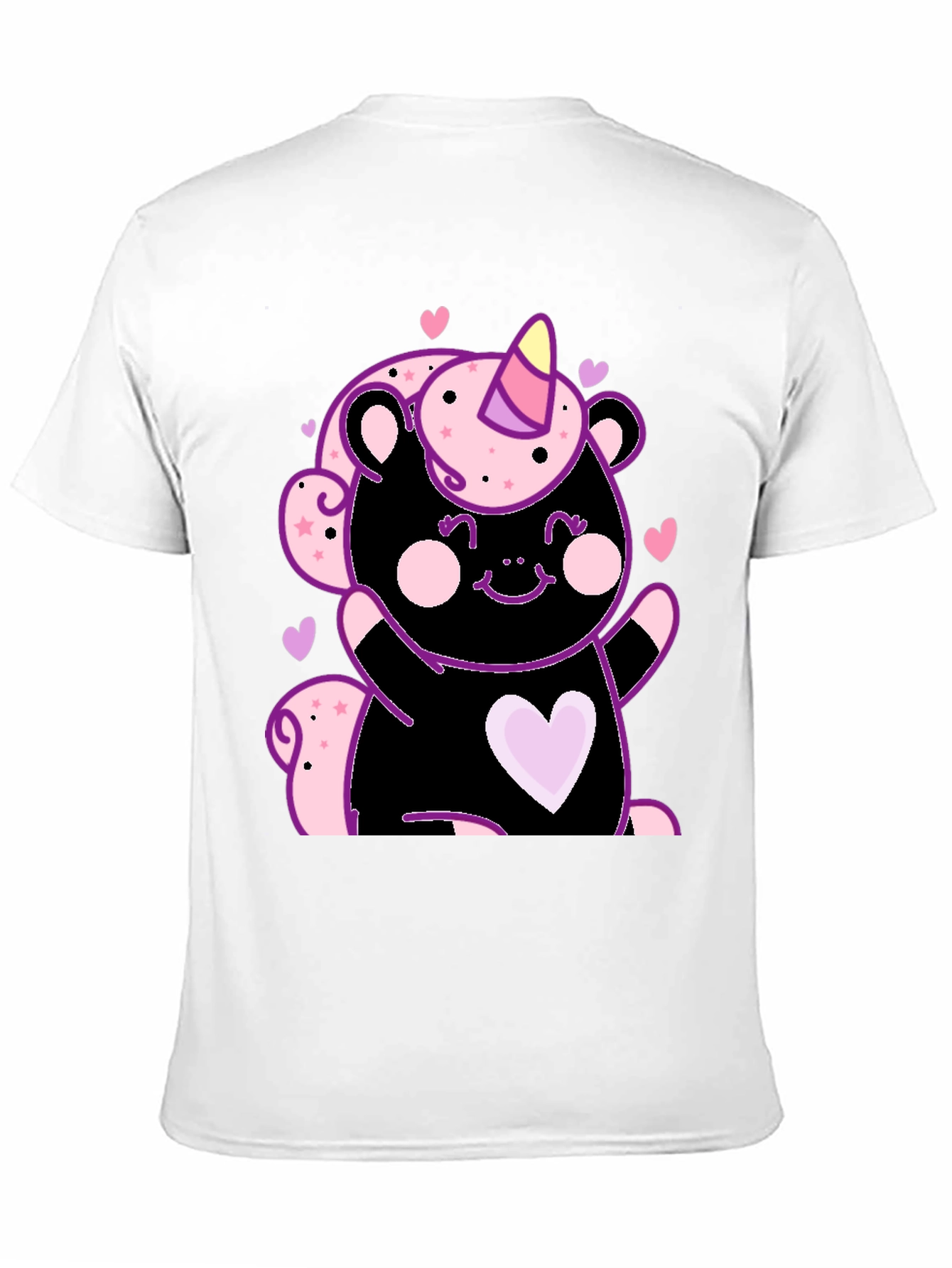 Cute Unicorn Bear Black Graphic Tee