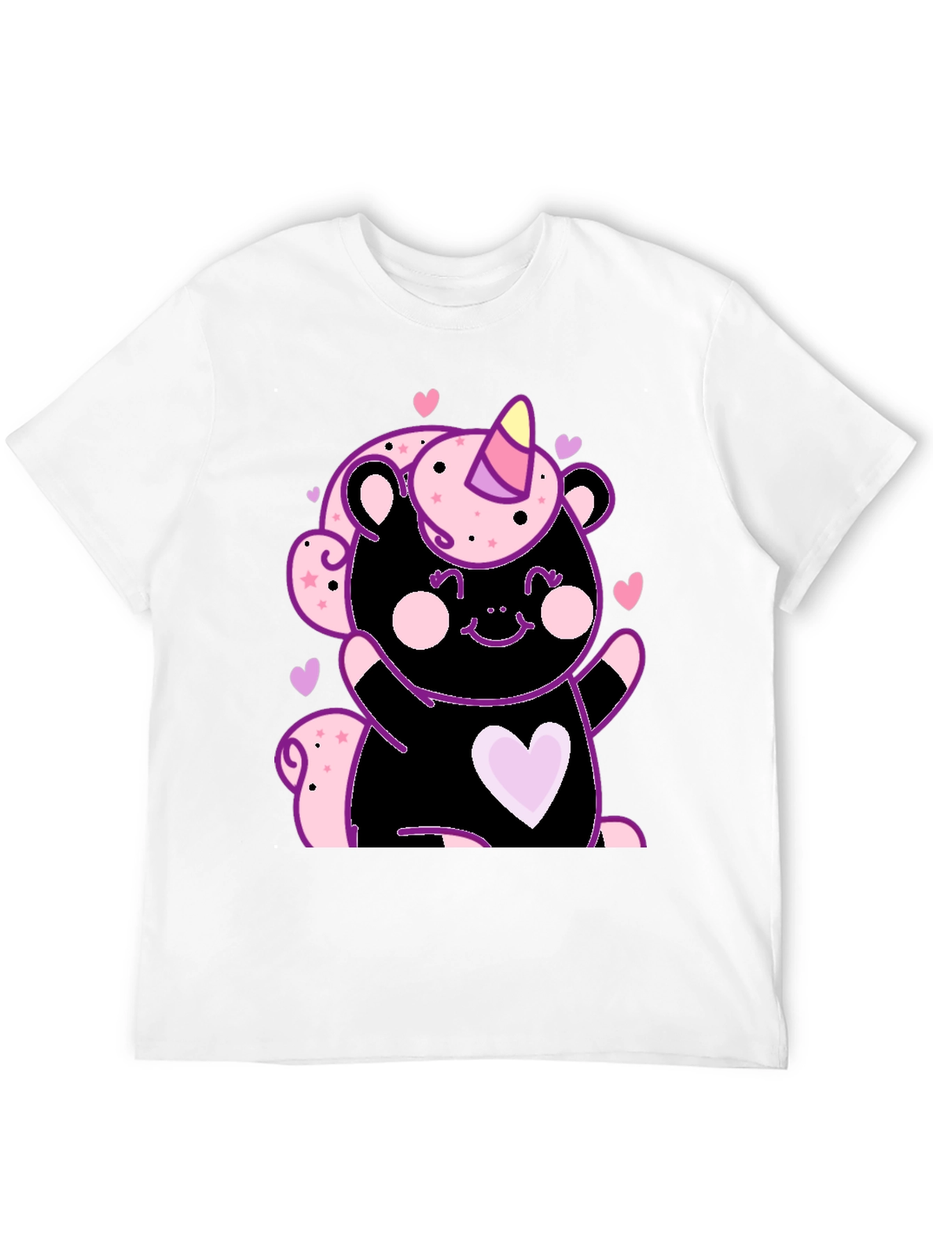 Cute Unicorn Bear Black Graphic Tee