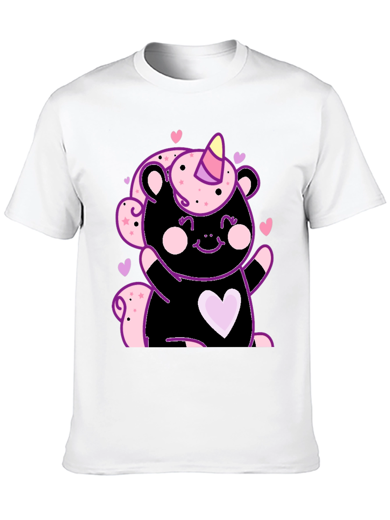 Cute Unicorn Bear Black Graphic Tee