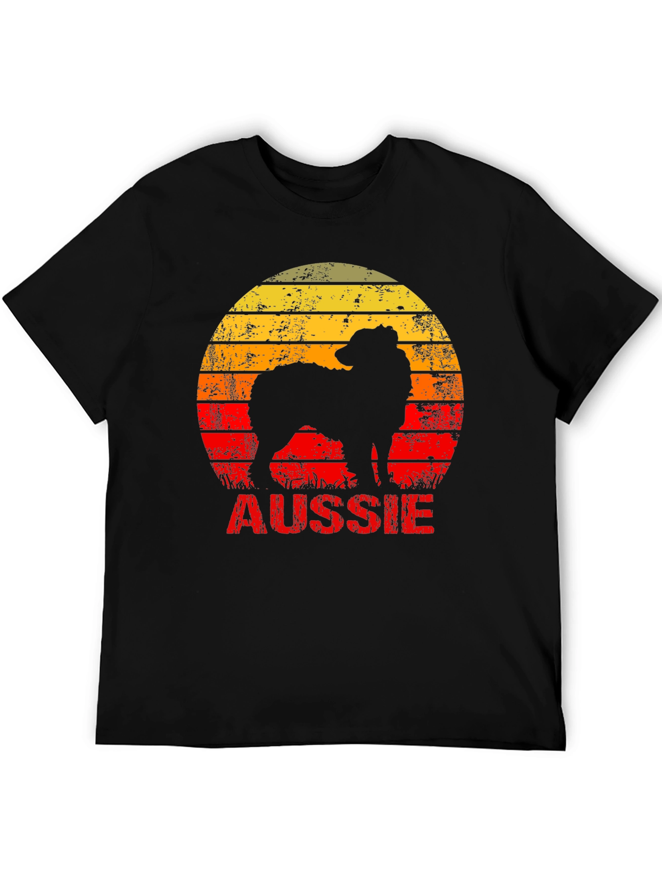 Retro Aussie Dog Graphic Tee - Black Cotton T-Shirt