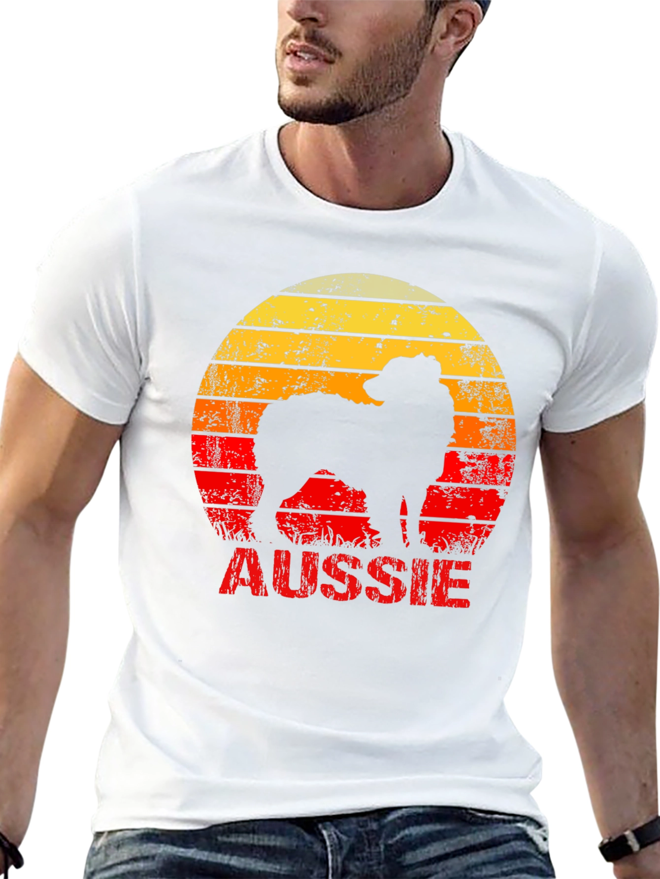 Retro Aussie Dog Graphic Tee - Black Cotton T-Shirt