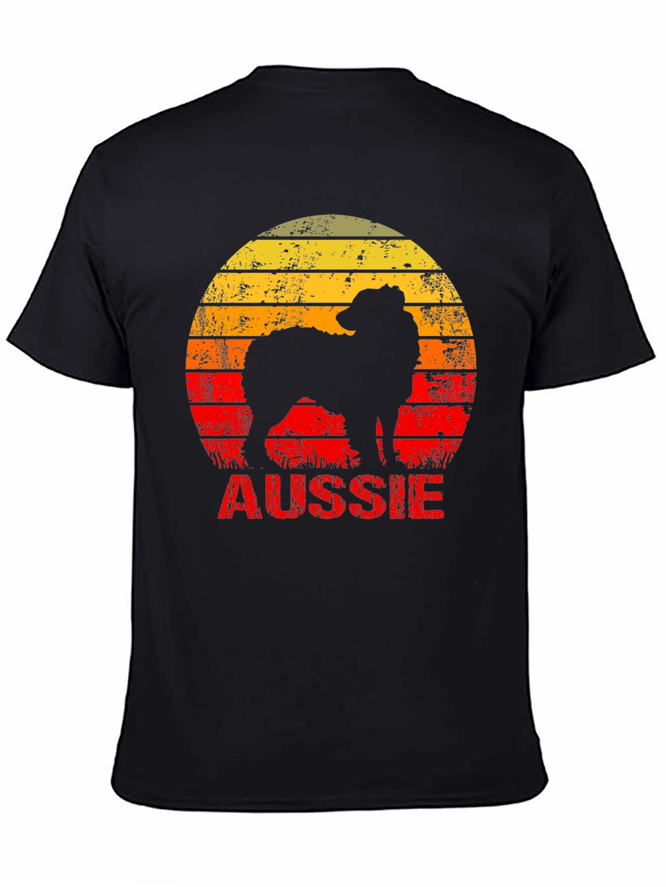 Retro Aussie Dog Graphic Tee - Black Cotton T-Shirt