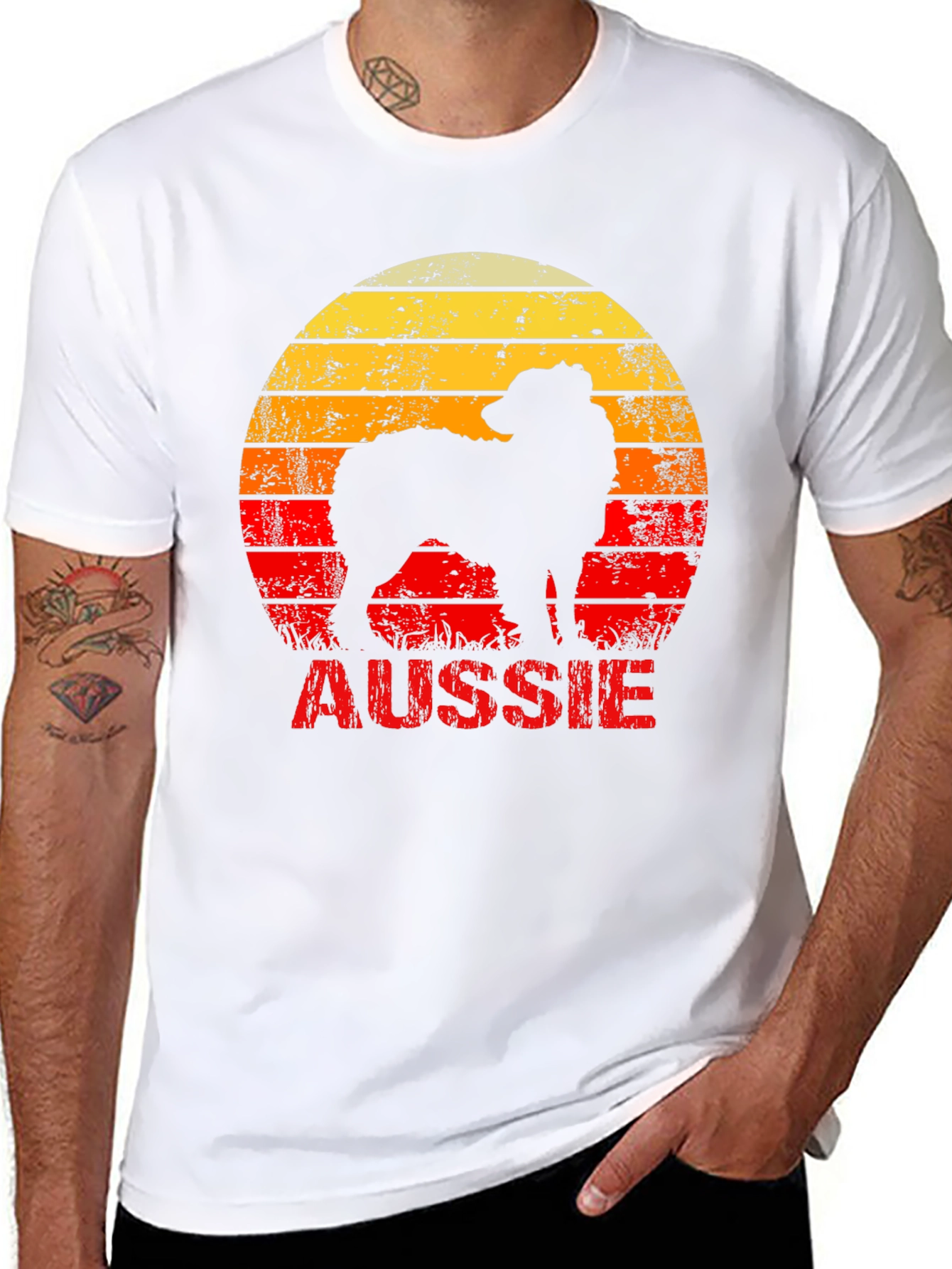 Retro Aussie Dog Graphic Tee - Black Cotton T-Shirt