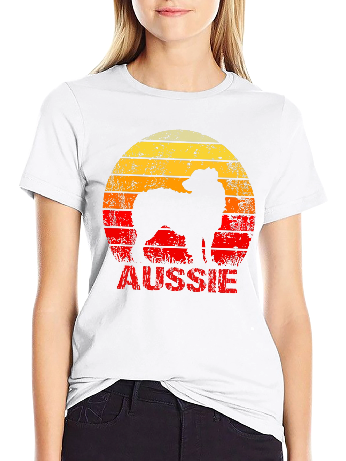 Retro Aussie Dog Graphic Tee - Black Cotton T-Shirt