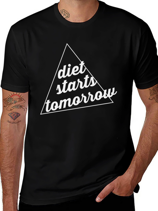Diet Starts Tomorrow Graphic Tee - Black Cotton T-Shirt