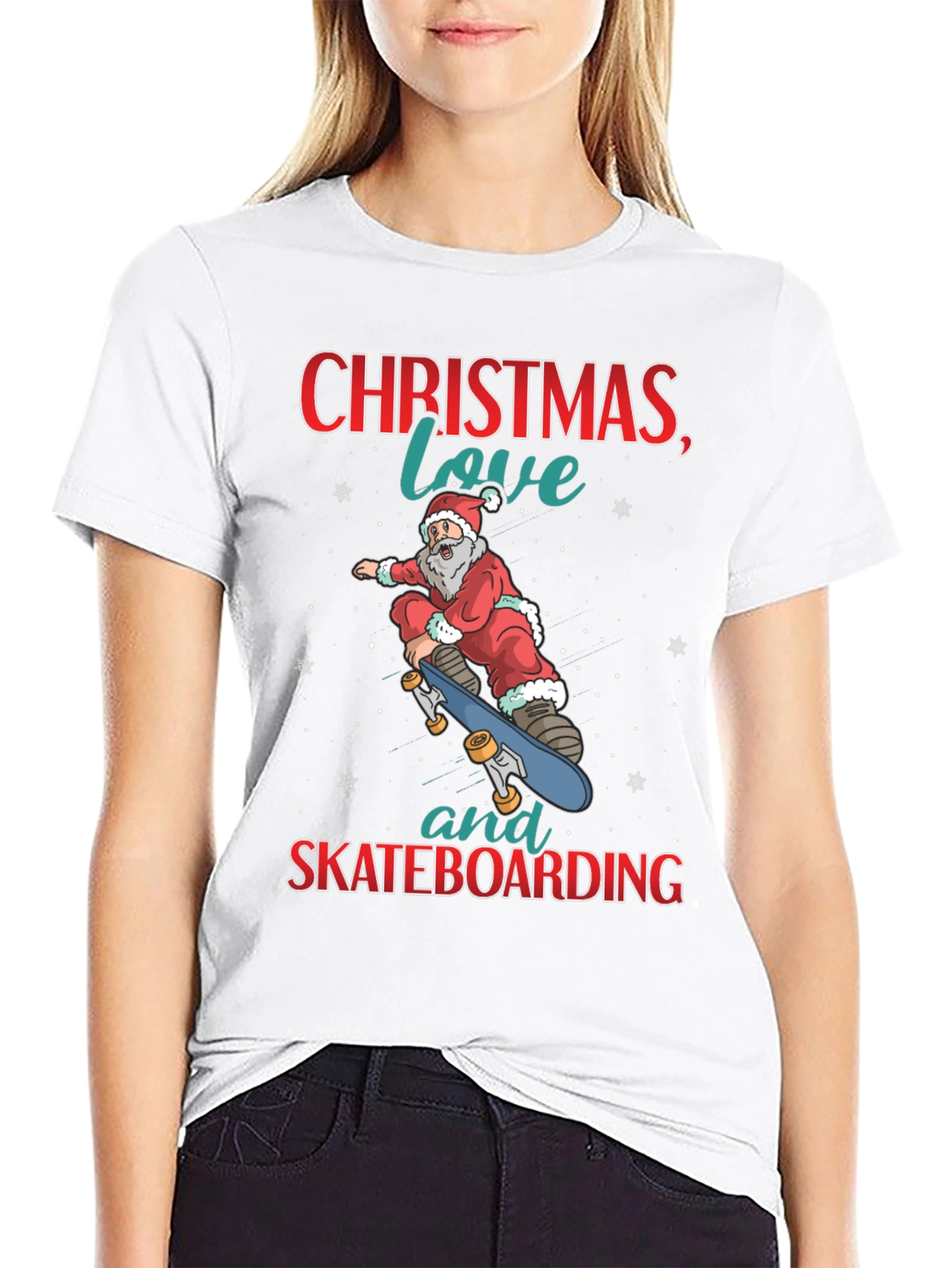 Christmas Santa Skateboarding T-Shirt
