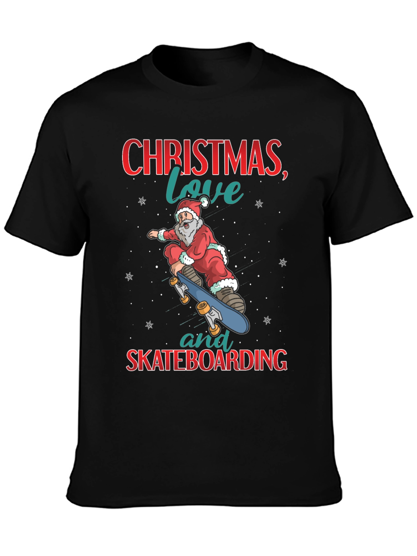 Christmas Santa Skateboarding T-Shirt