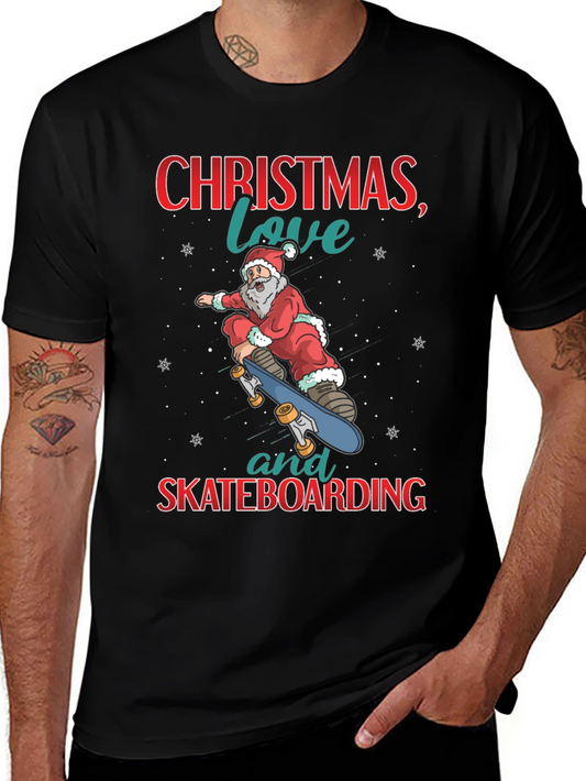 Christmas Santa Skateboarding T-Shirt