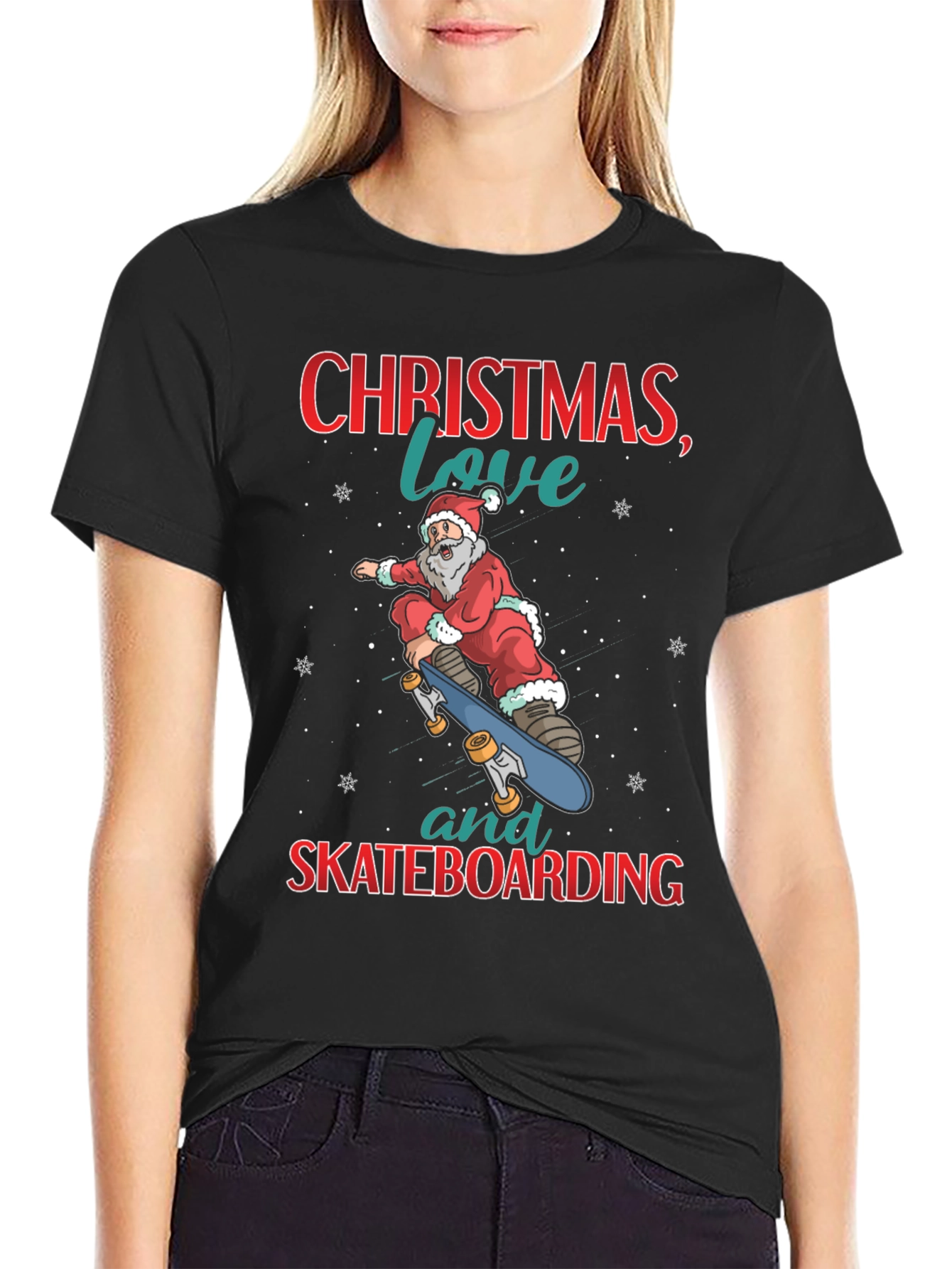 Christmas Santa Skateboarding T-Shirt