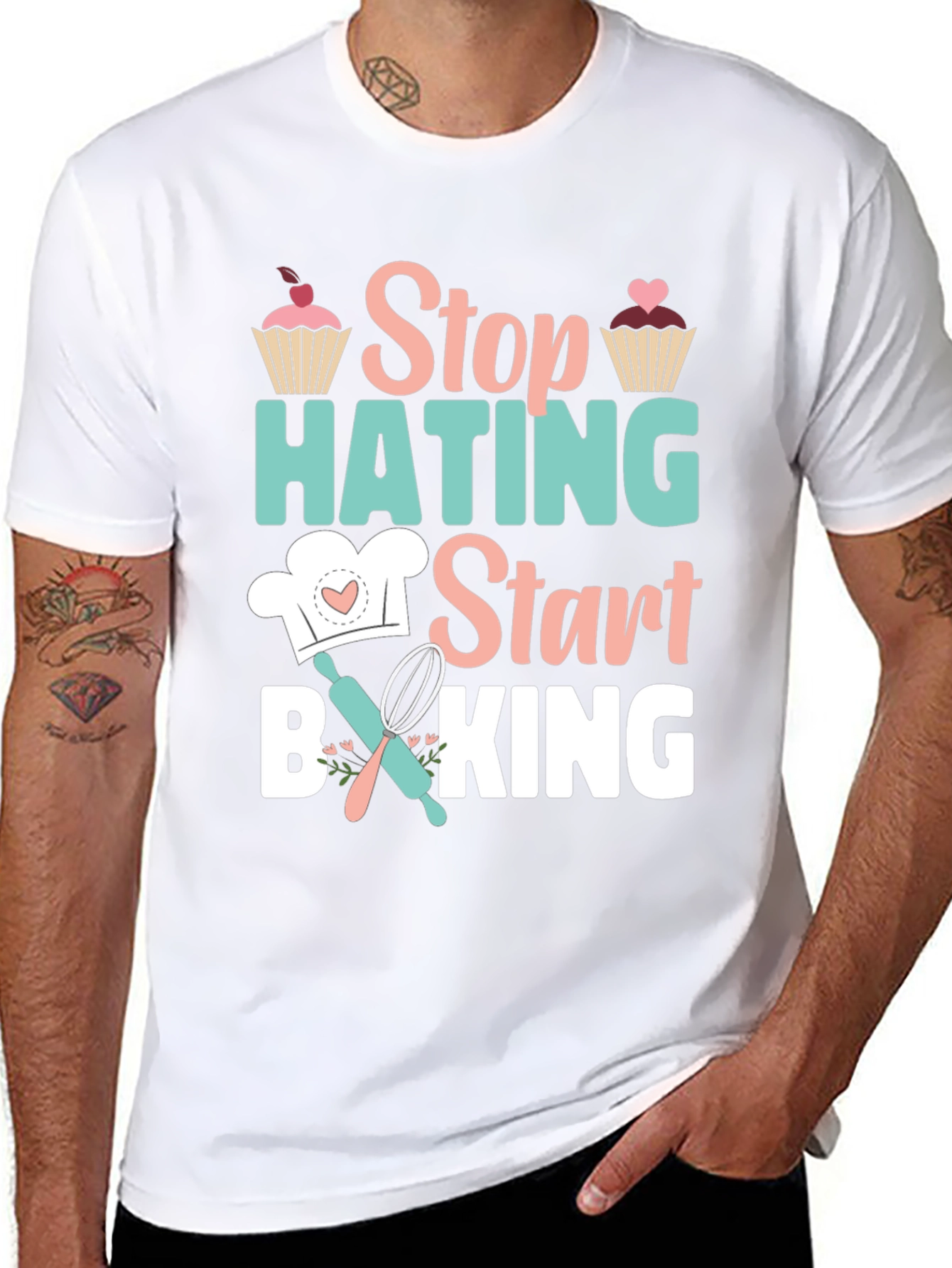 Stop Hating Start Baking Graphic T-Shirt