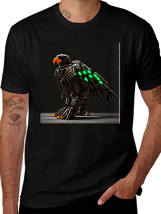 Robotic Eagle Graphic Tee - Bold Black