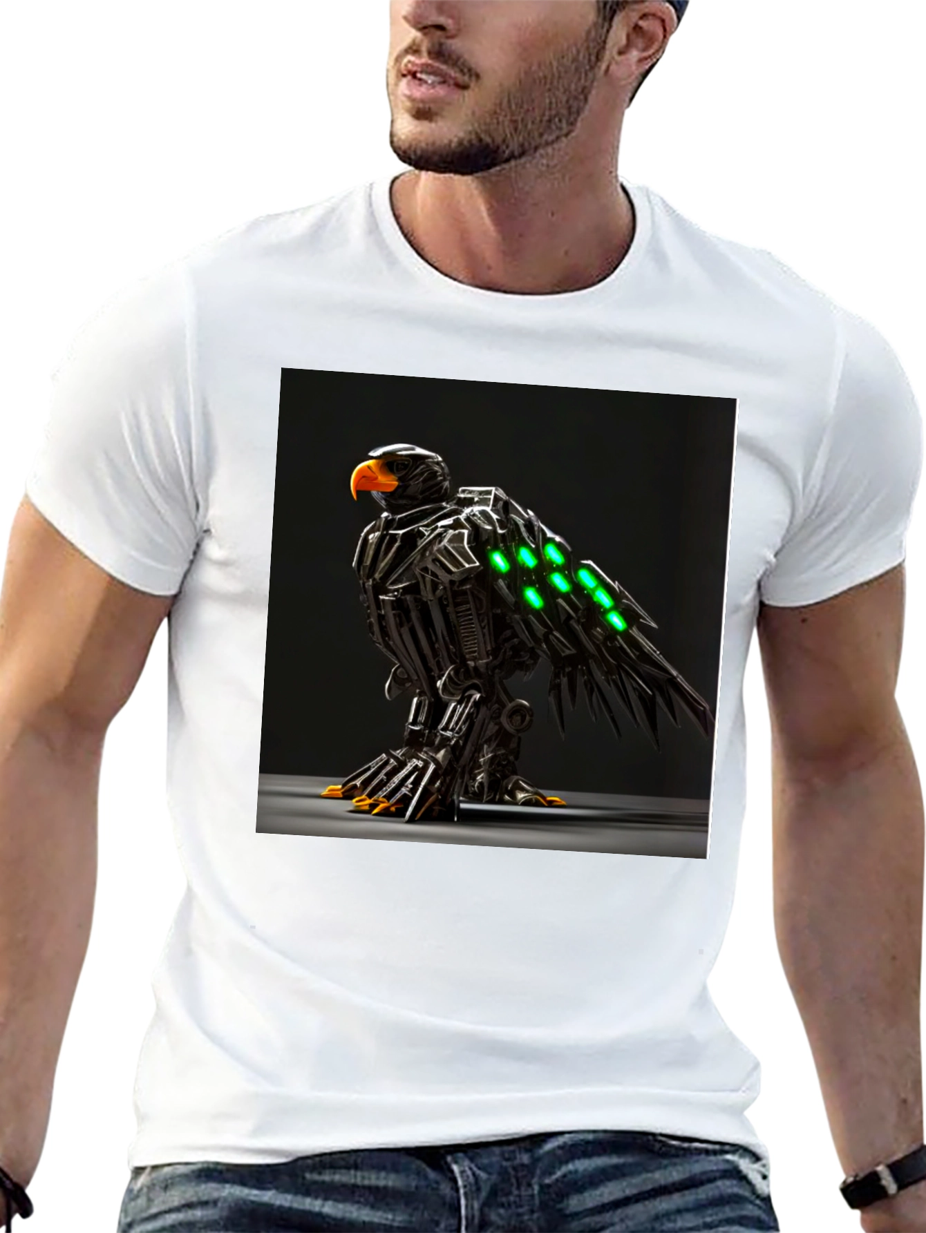 Robotic Eagle Graphic Tee - Bold Black