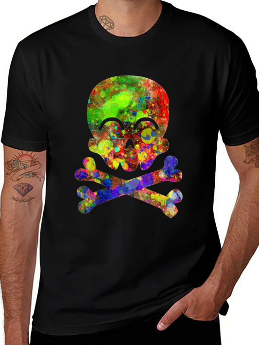 Colorful Skull & Crossbones Graphic Tee