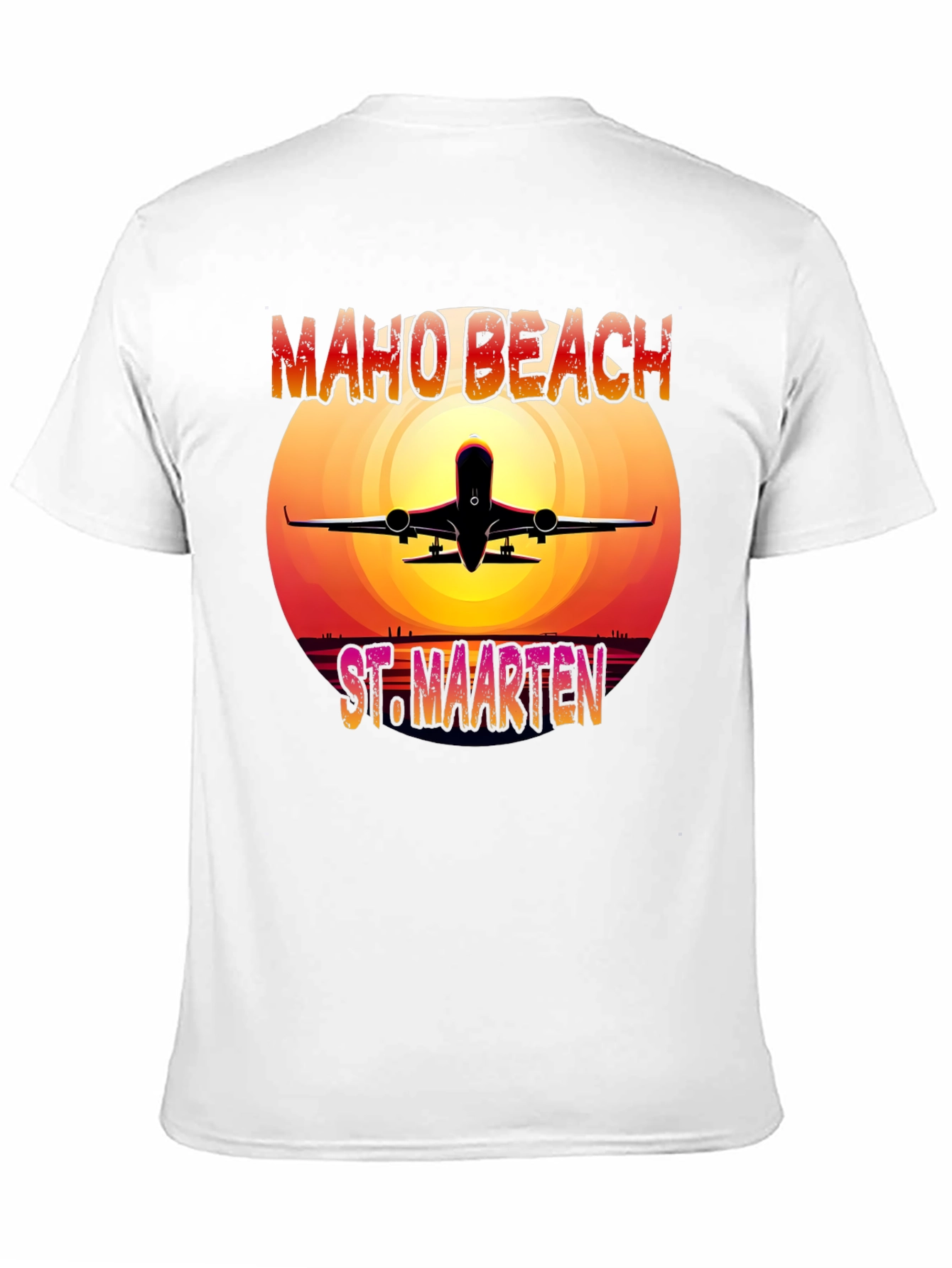 Maho Beach St. Maarten T-Shirt Airplane Sunset Vacation Tee