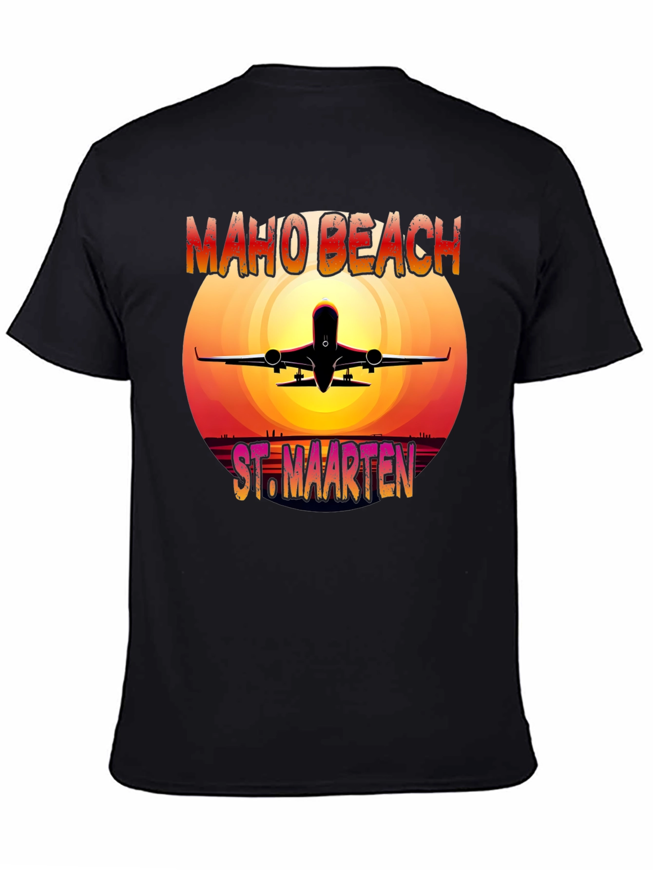 Maho Beach St. Maarten T-Shirt Airplane Sunset Vacation Tee