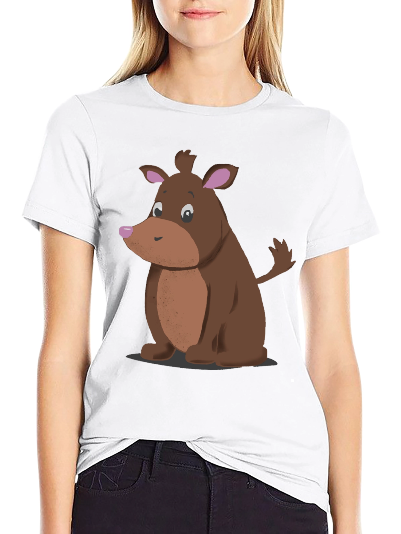 Cartoon Dog Black T-Shirt
