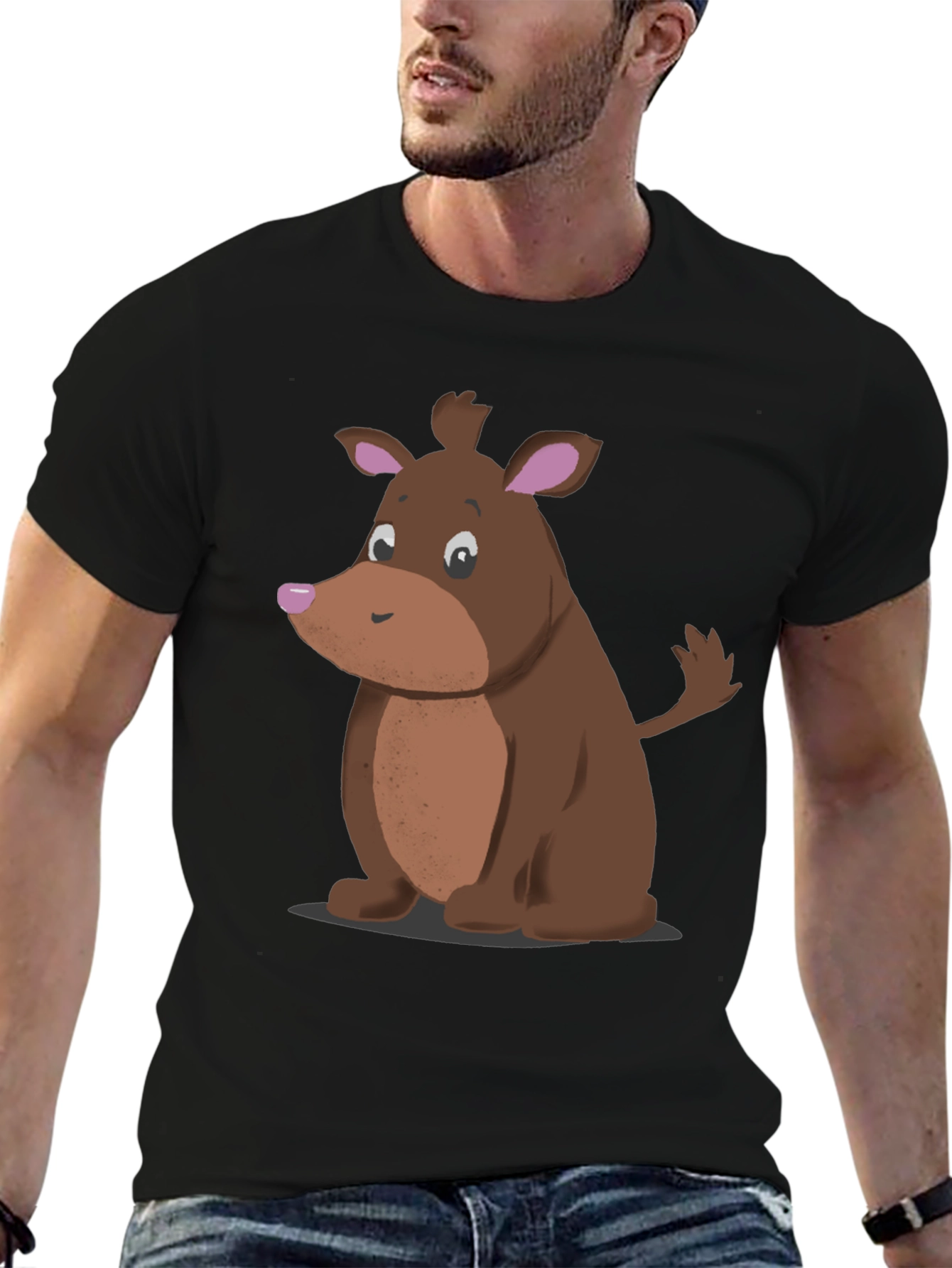 Cartoon Dog Black T-Shirt