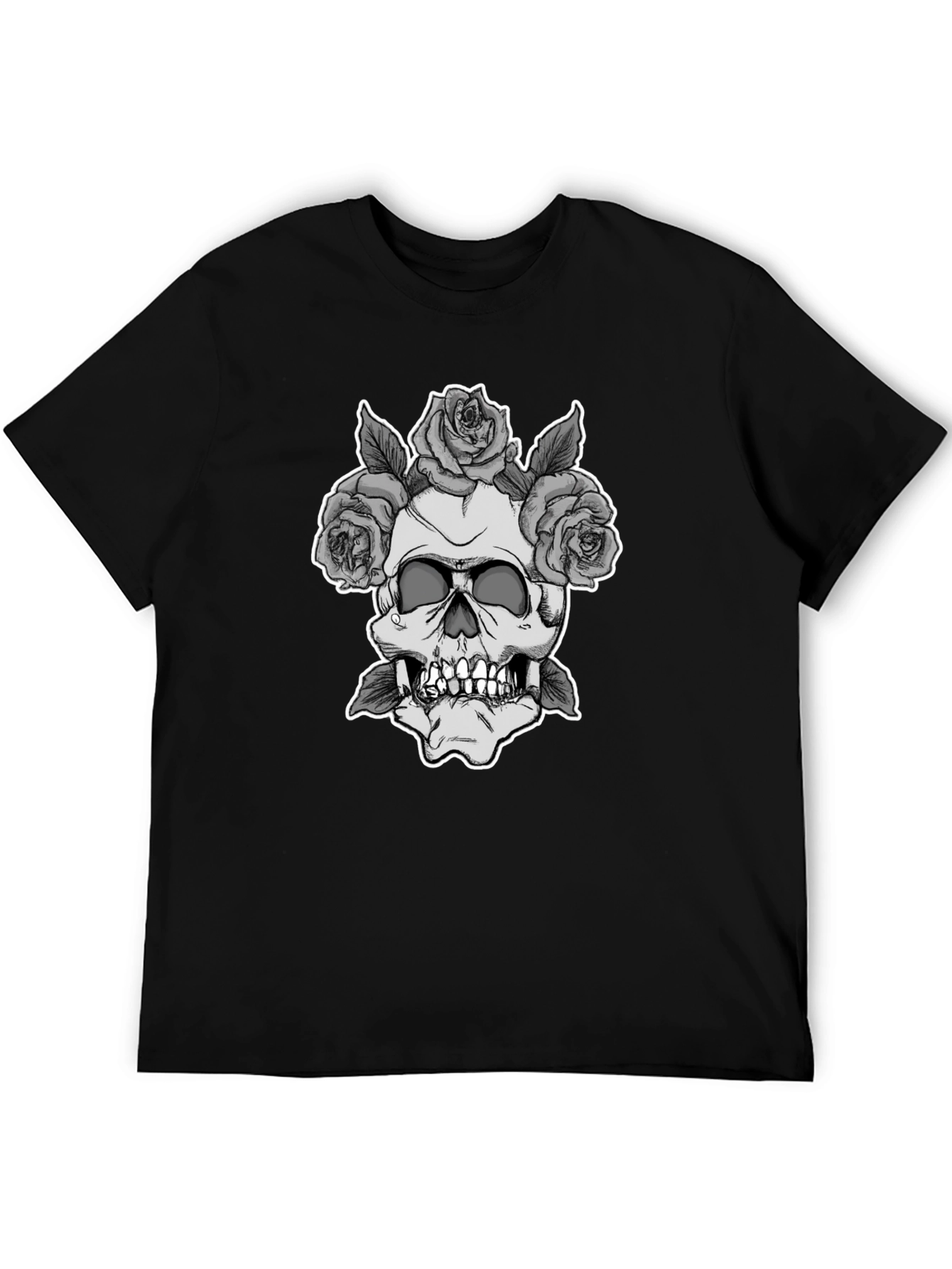 Skull & Roses Graphic Tee - Black
