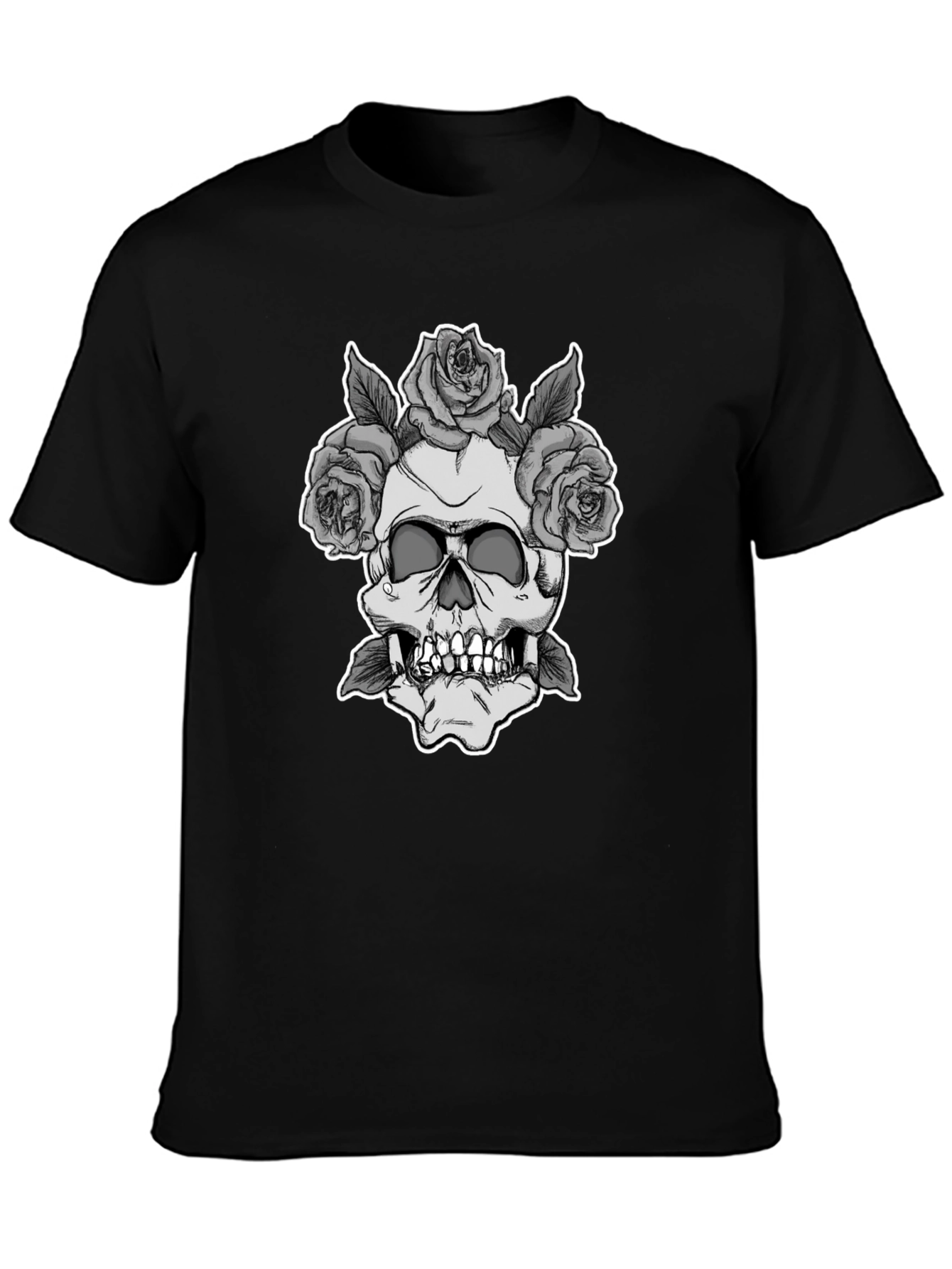 Skull & Roses Graphic Tee - Black