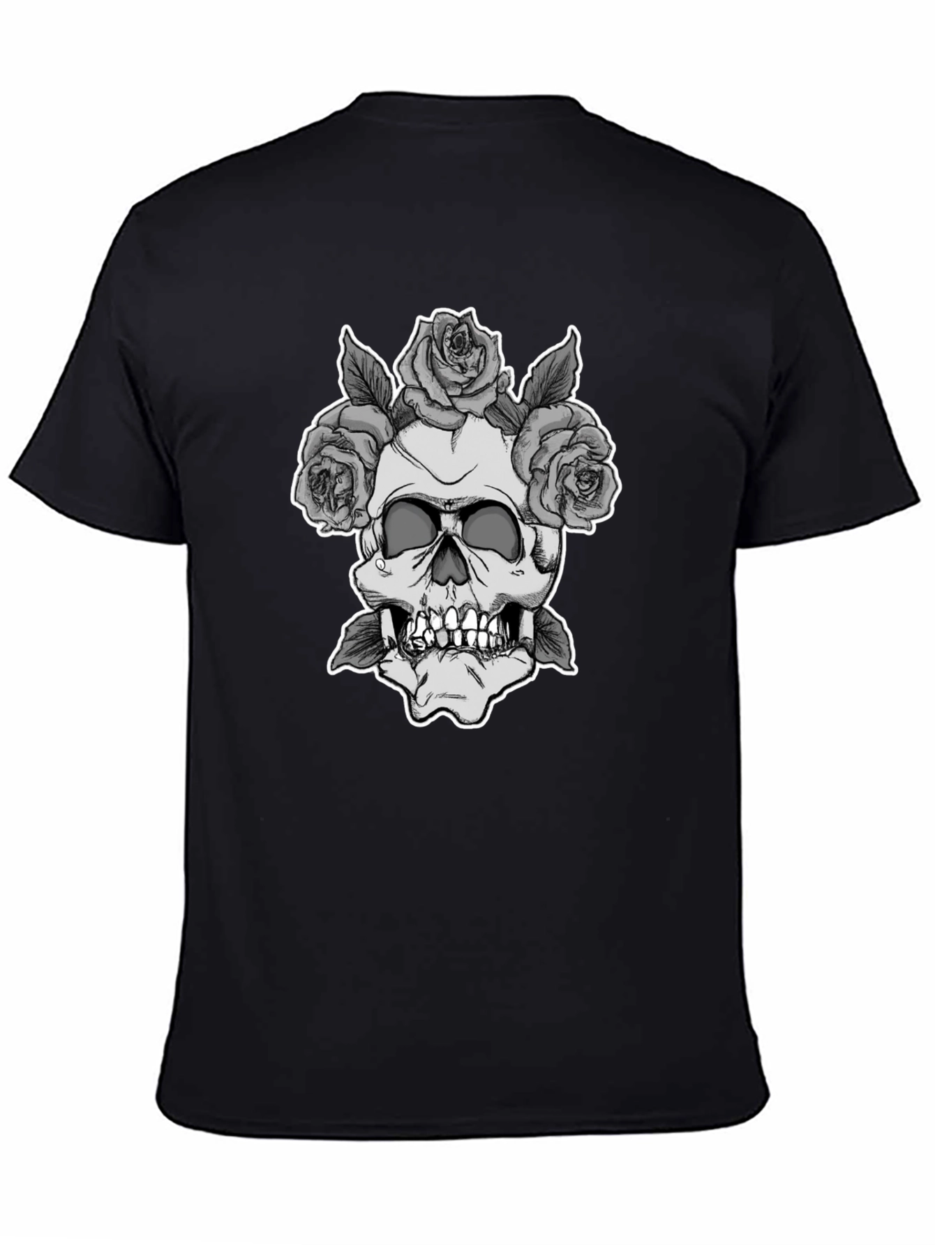 Skull & Roses Graphic Tee - Black