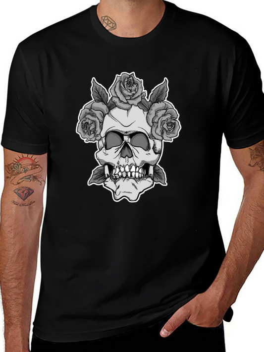 Skull & Roses Graphic Tee - Black