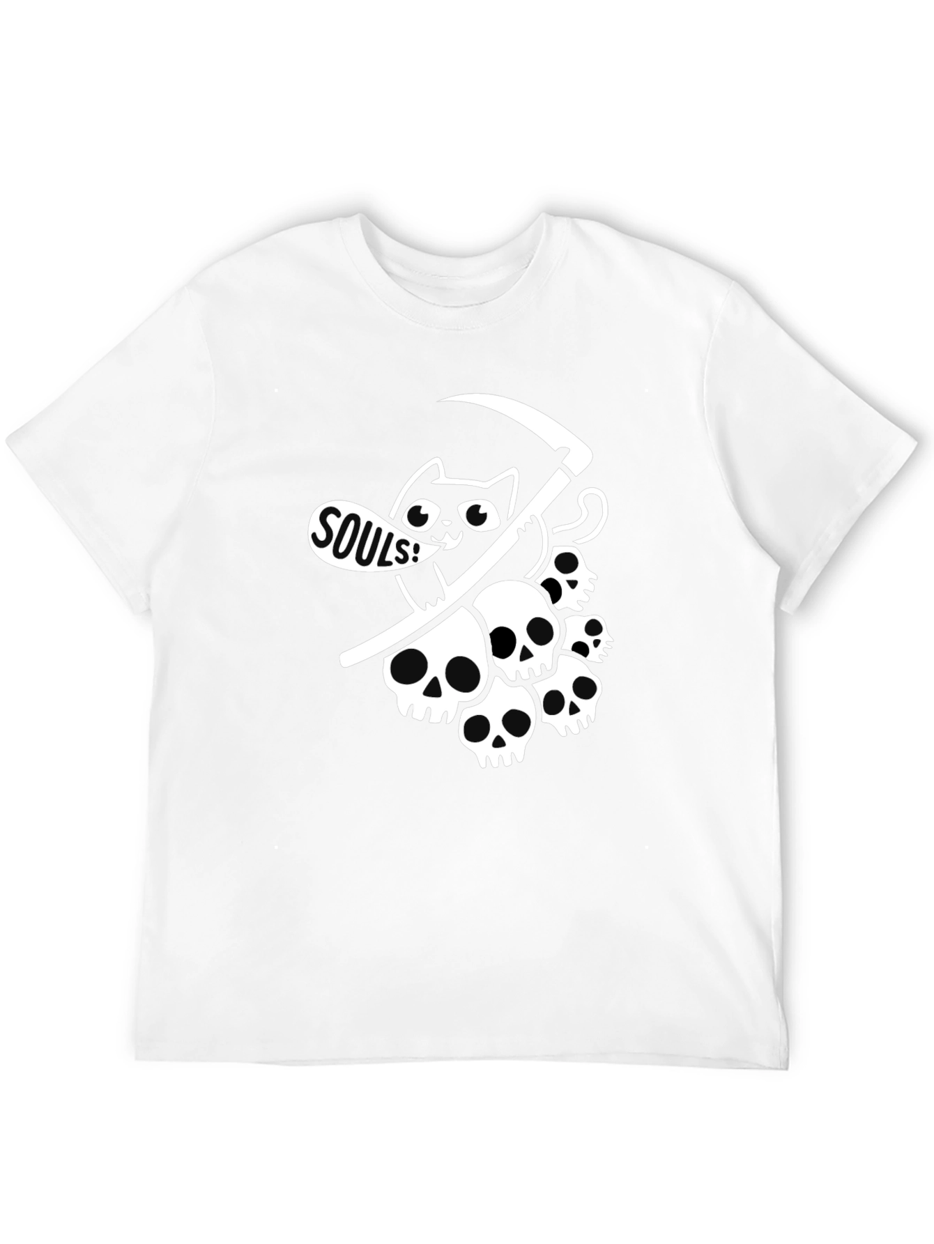 Grim Reaper Cat Graphic Tee - Deathly Cute!