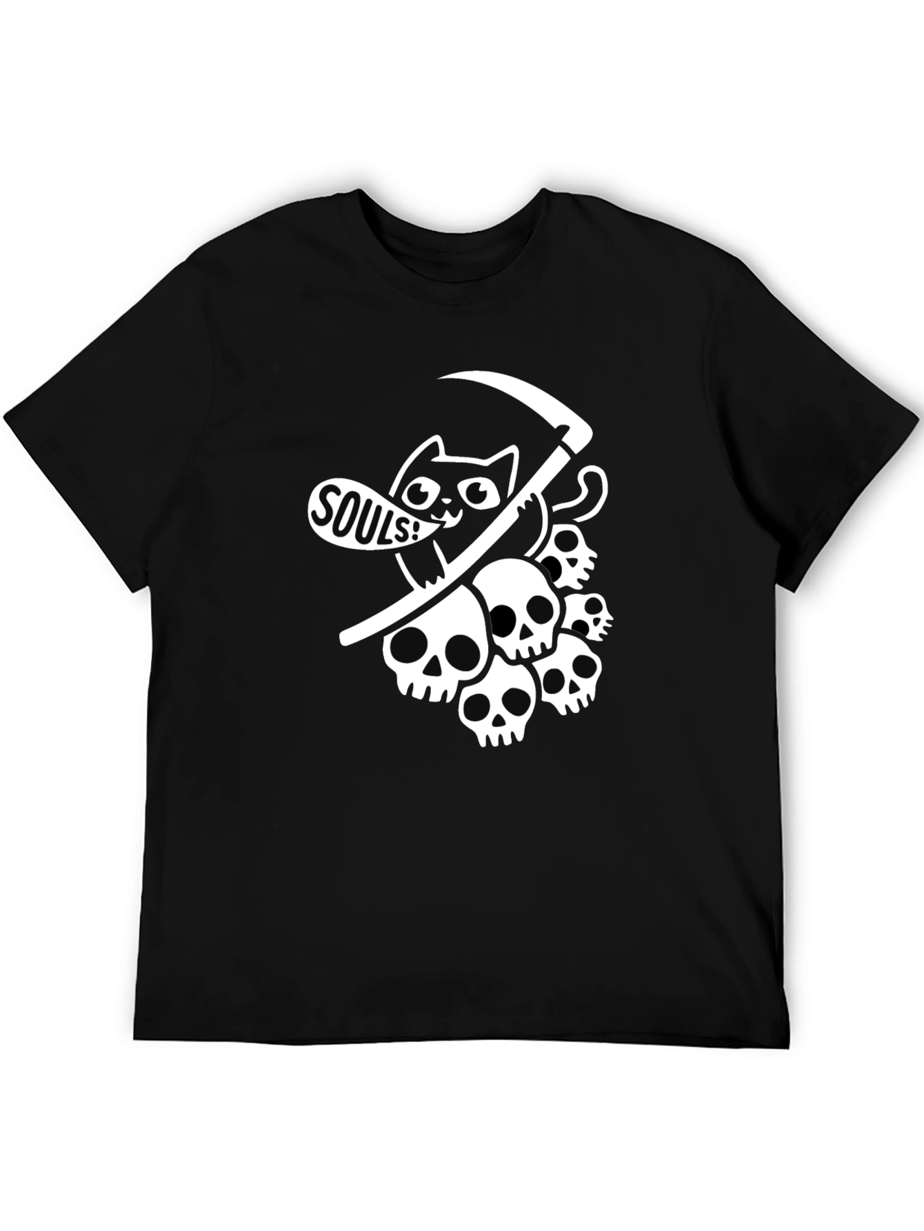 Grim Reaper Cat Graphic Tee - Deathly Cute!
