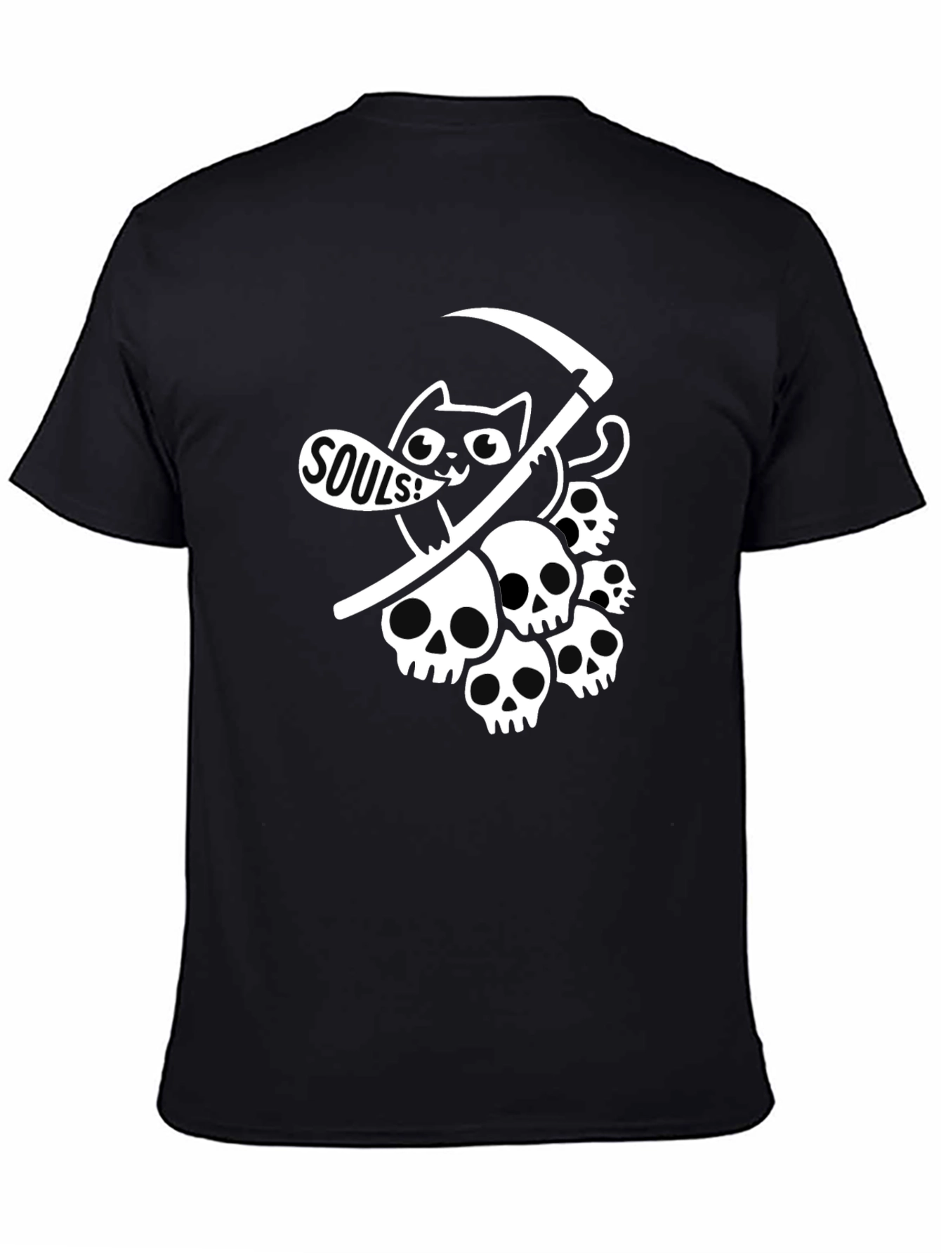 Grim Reaper Cat Graphic Tee - Deathly Cute!
