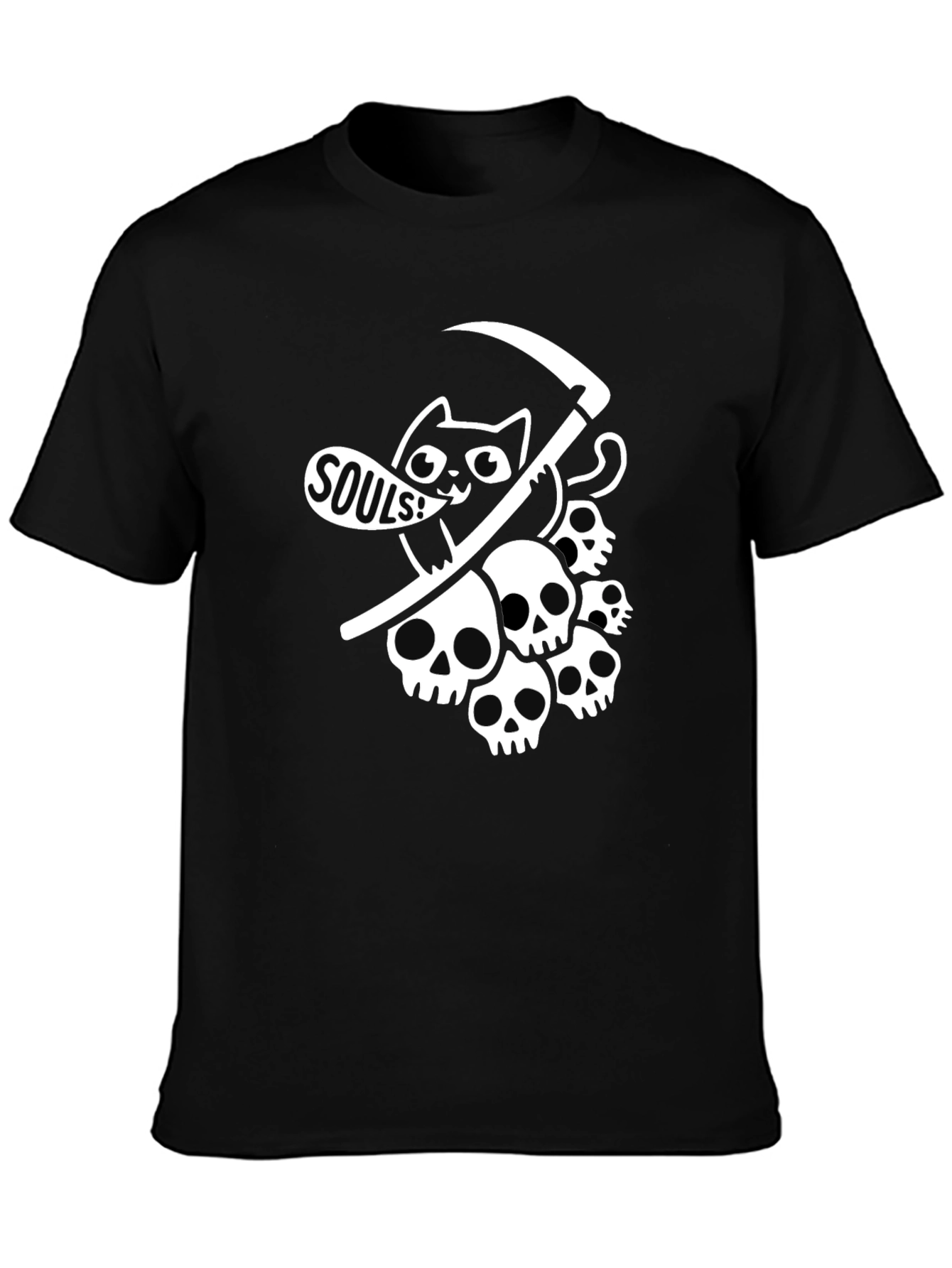 Grim Reaper Cat Graphic Tee - Deathly Cute!