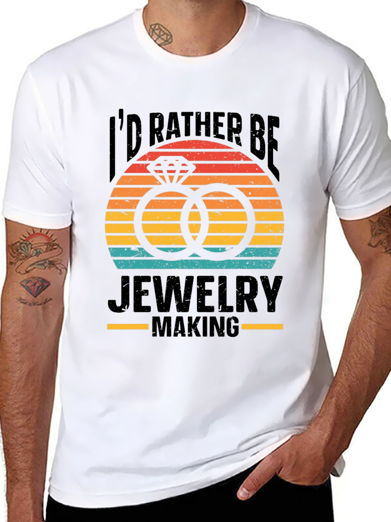 Jewelry Making T-Shirt Retro Sunset Graphic Tee