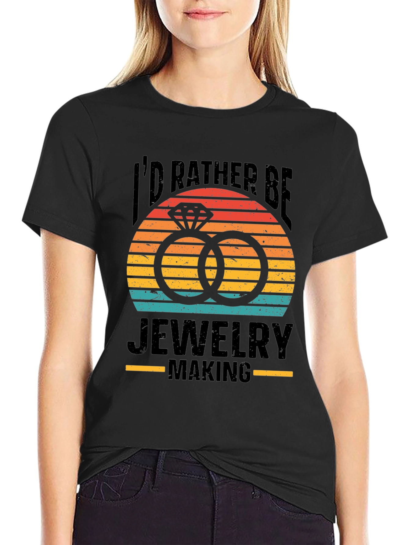 Jewelry Making T-Shirt Retro Sunset Graphic Tee