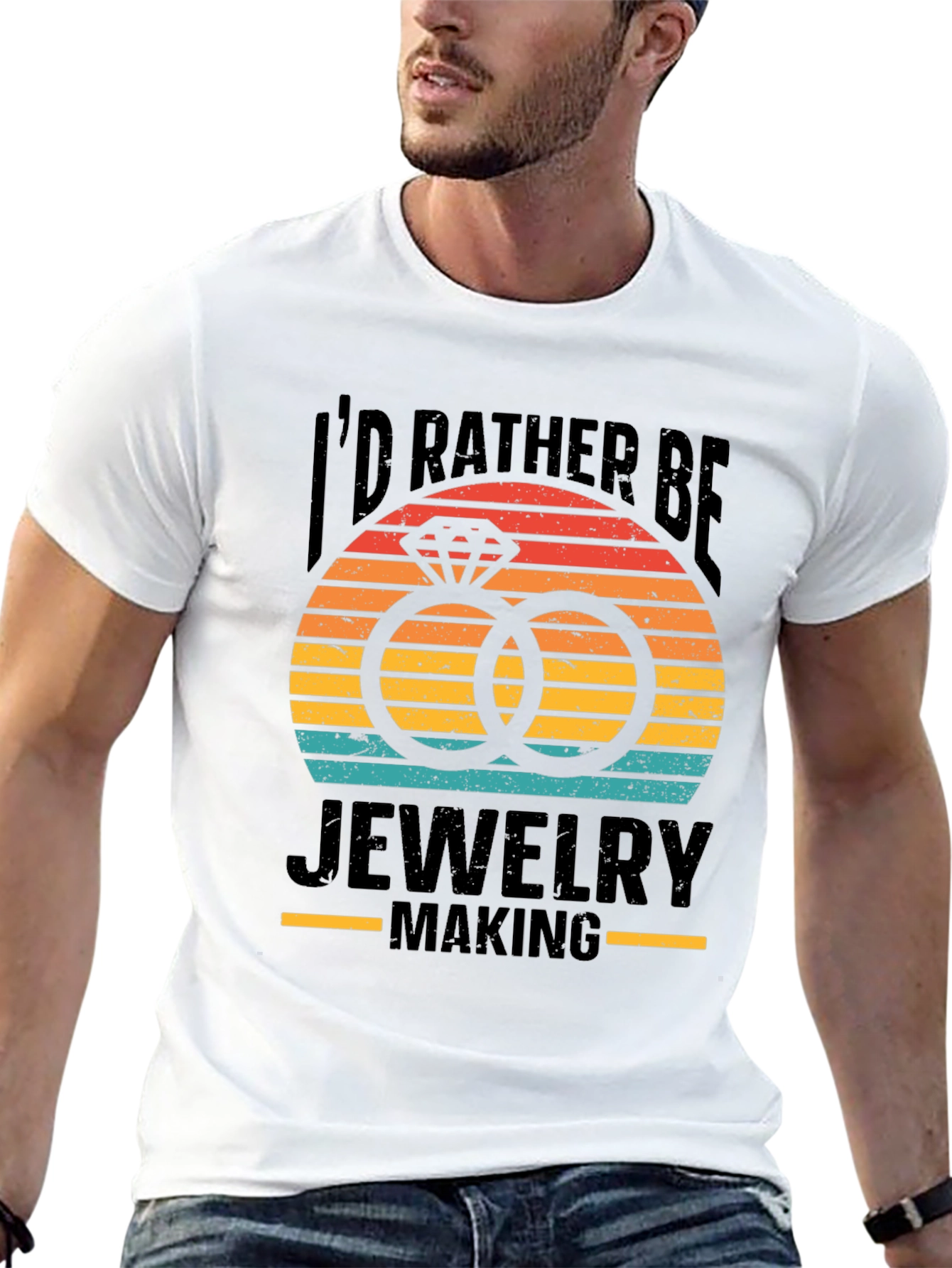 Jewelry Making T-Shirt Retro Sunset Graphic Tee
