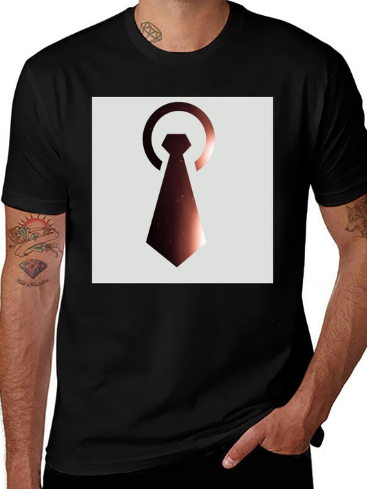 Modern Tie Graphic Tee - Stylish Black Cotton Blend Shirt