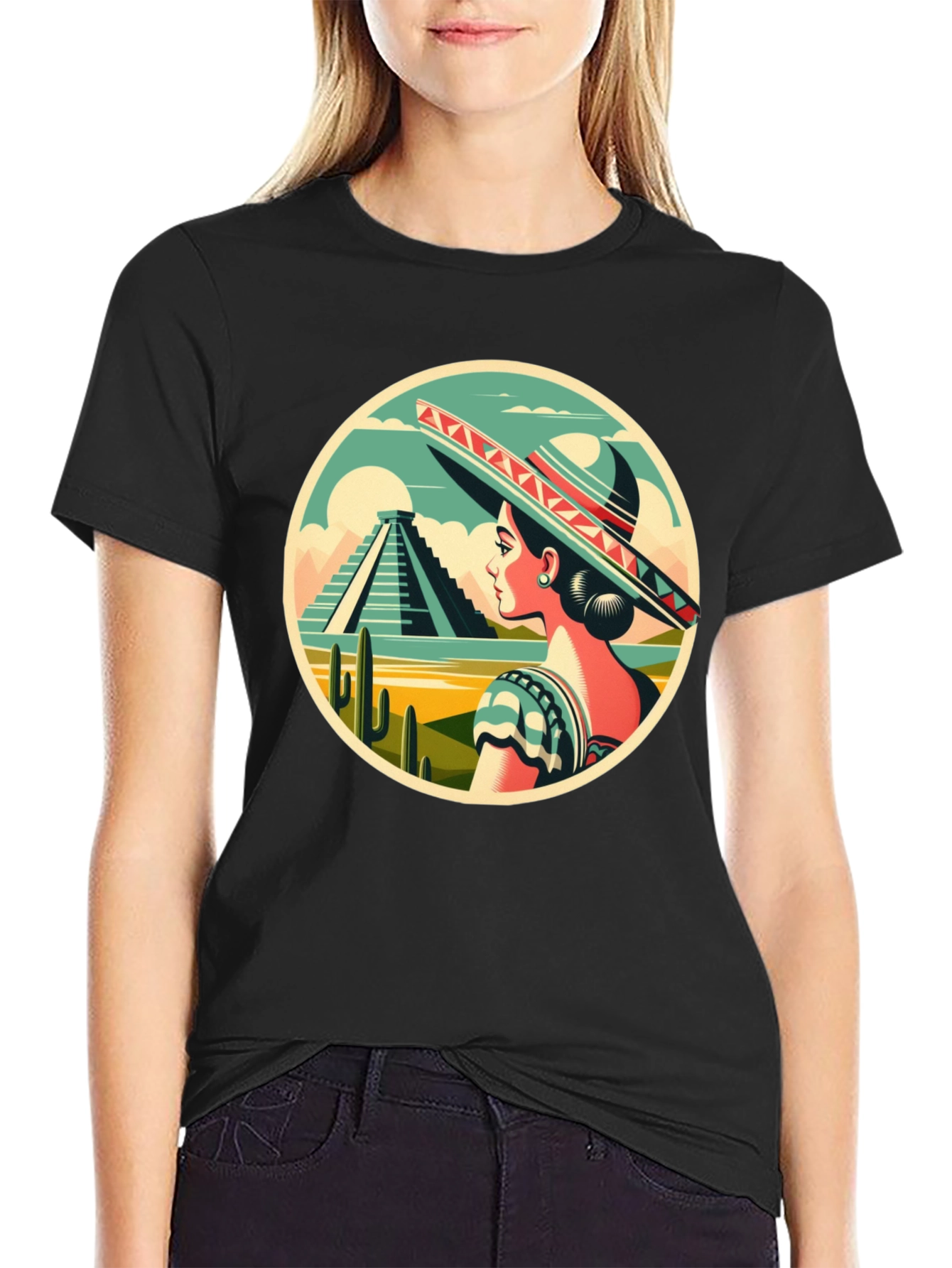 Mexican Culture T-Shirt - Sombrero Lady